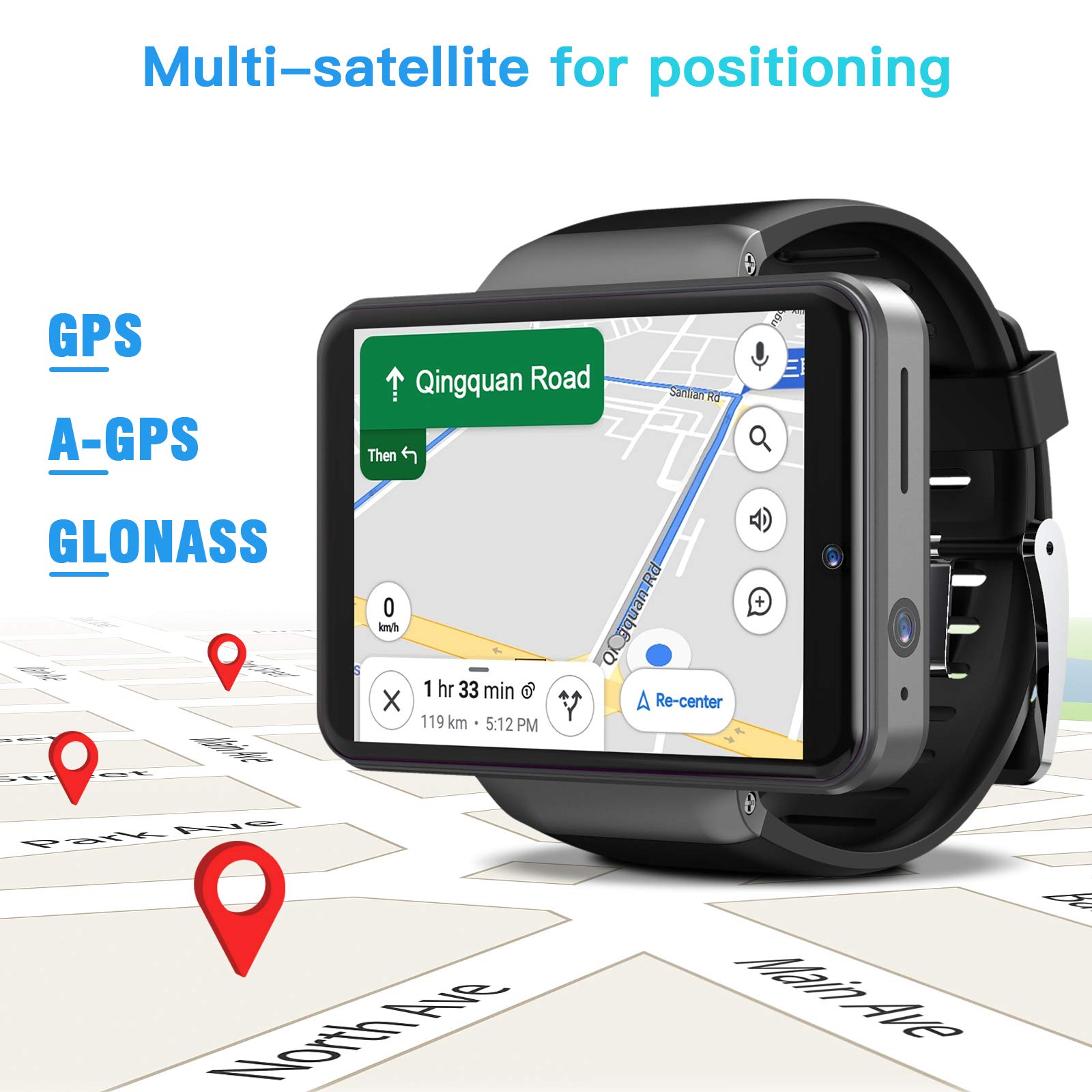 TICWRIS MAX S Andriod Smart Watch, GPS Android Smartwatch, 4G LTE with 2.4\