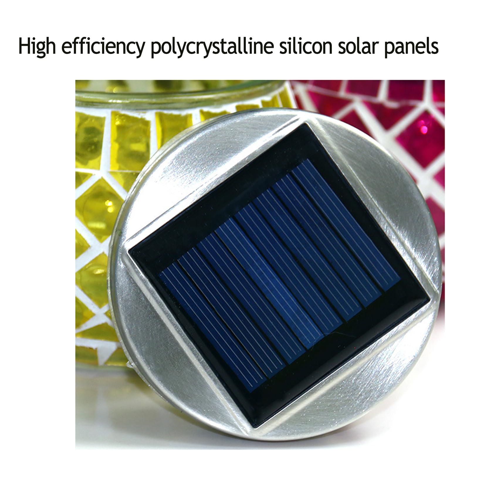 Solarna Mozaika Szklana Kula Światła Ogrodowe Zewnętrzne Wodoodporne Światło Led Lampa Słoneczna Lampa Trawnikowa Słoneczna Lampa W Kształcie Słoika Światła,Yellow-4Pcs
