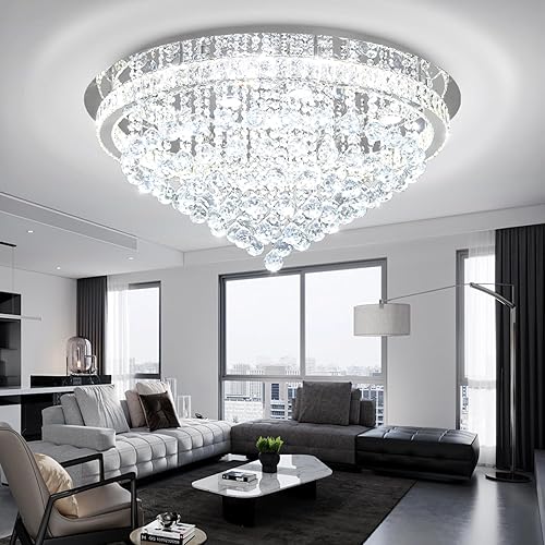 Miniatura 6 de Lámparas de cristal modernas de 324 pulgadas de diámetro para comedor, lámpara de gota de lluvia plateada, lámparas de montaje empotrado para sala