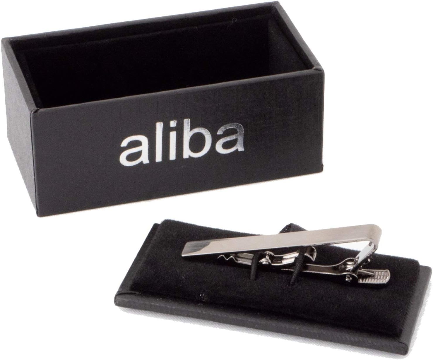 aliba ネクタイピン タイピン メンズ 真鍮製 ブラックシルバー ワニロ式 サテーナ加工 ブランド プレゼント 就職祝い