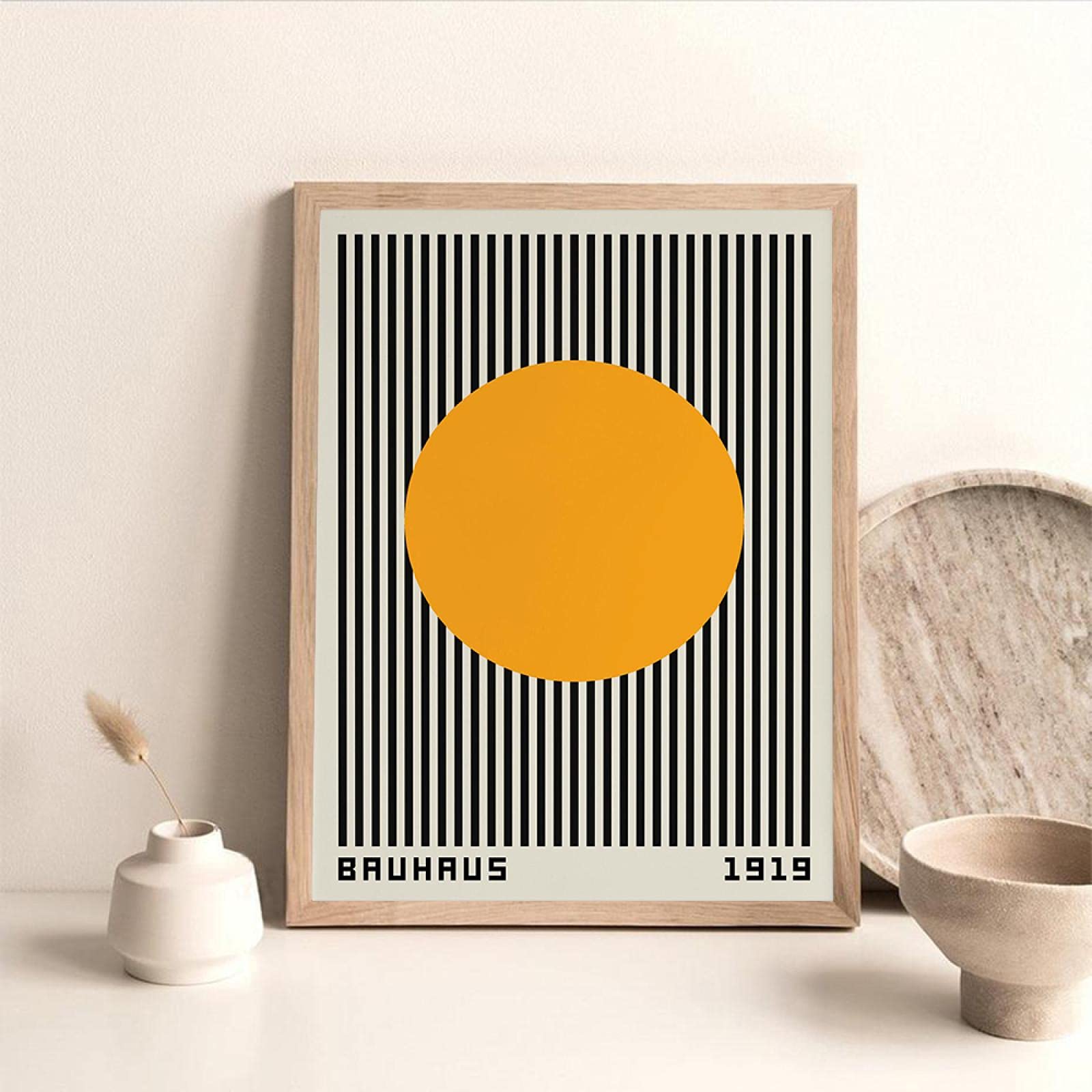 Art Mural Abstrait Bauhaus Rose Orange Ligne Bloc De Couleur Affiche Impression Moderne Sur Toile Nordique Peinture Photo Chambre Décoration Murale 50 X 70 Cm X 3 Sans Cadre