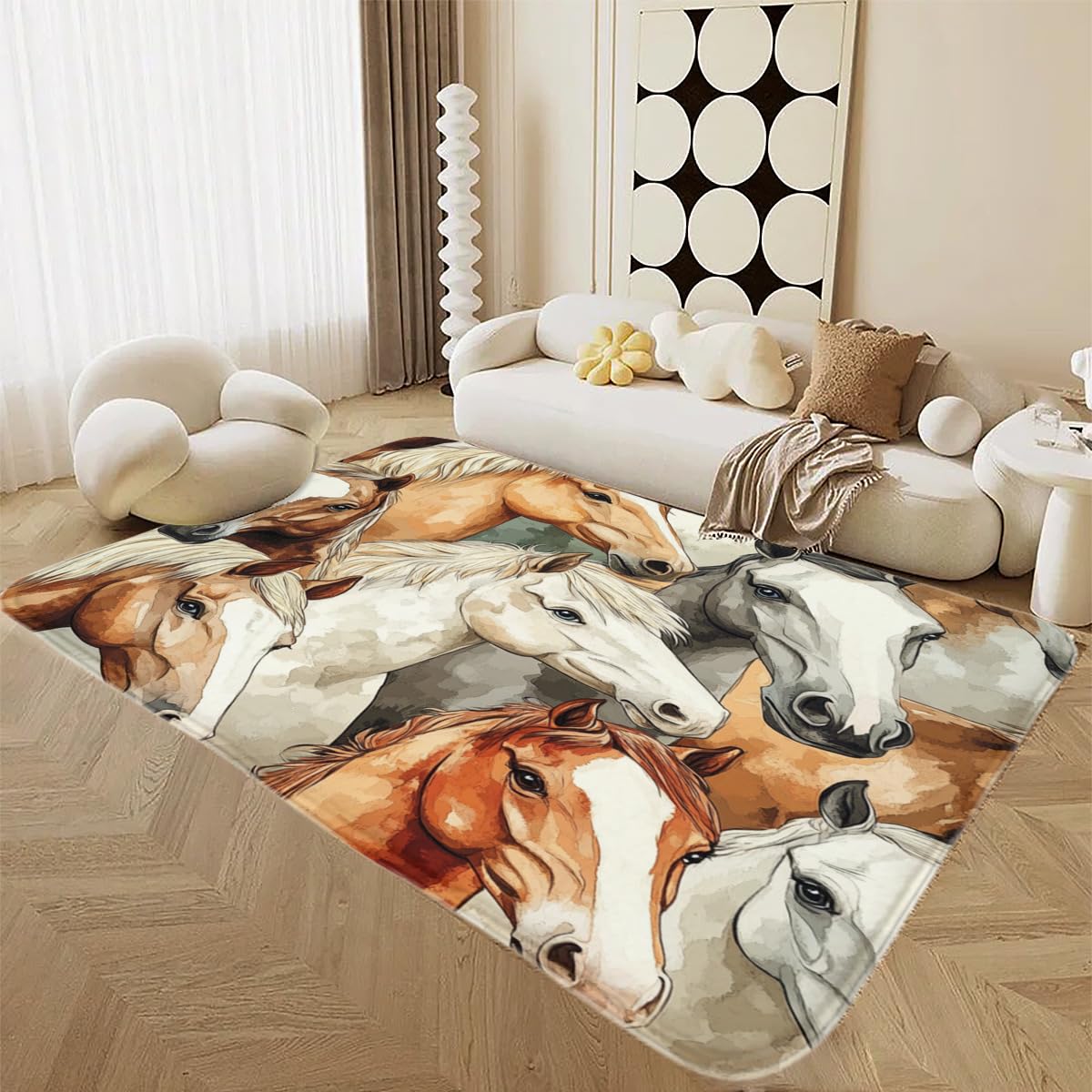 Alfombra salón antideslizante Pferdss Horse suave alfombra duradera decoración hogar