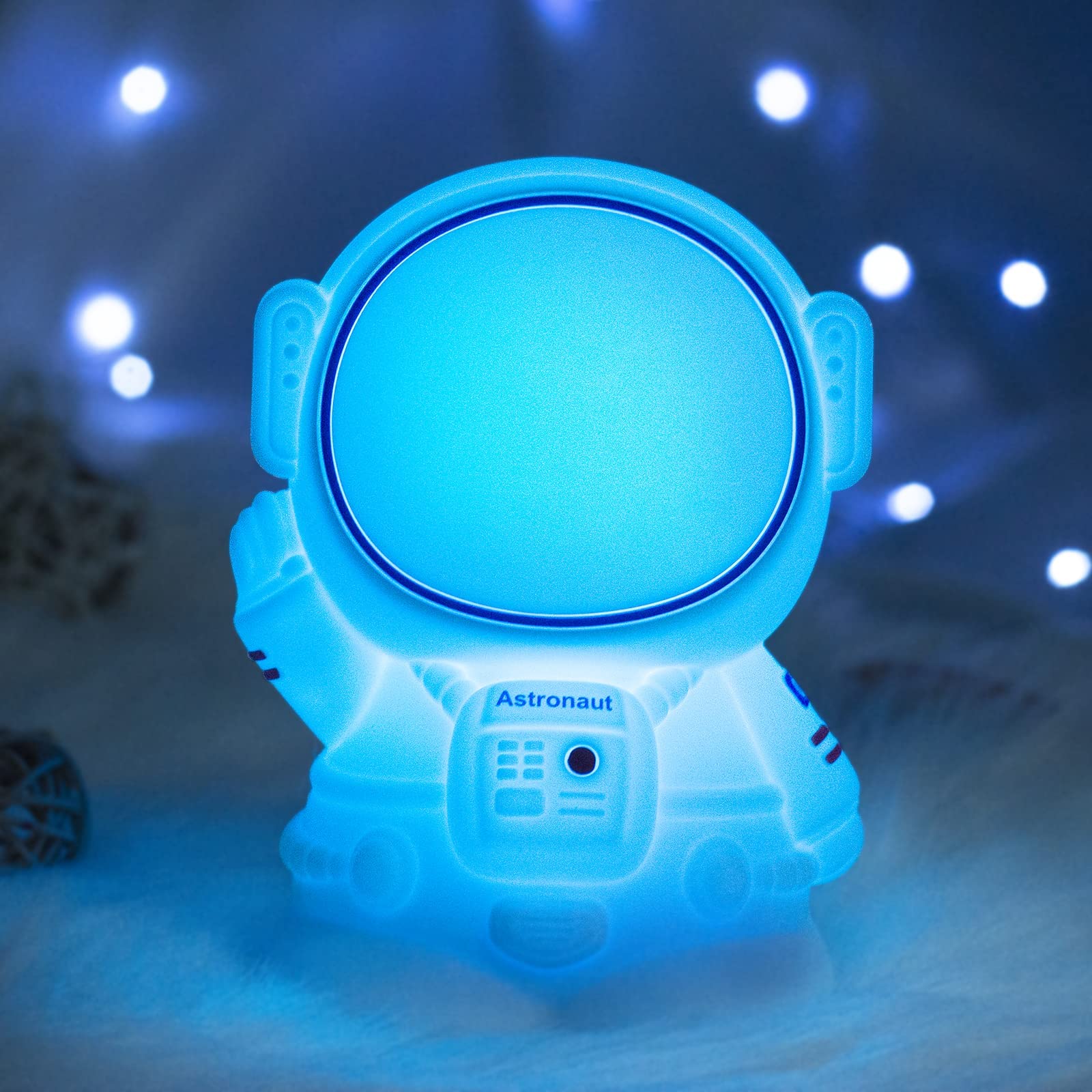 Excefore Astronaut Night Light,Cute Child Night Lamp Bedside,7 Colour Changing LED Portable Lamp,Bedroom Sleep Decoration Nightlight for Children Kids Gift