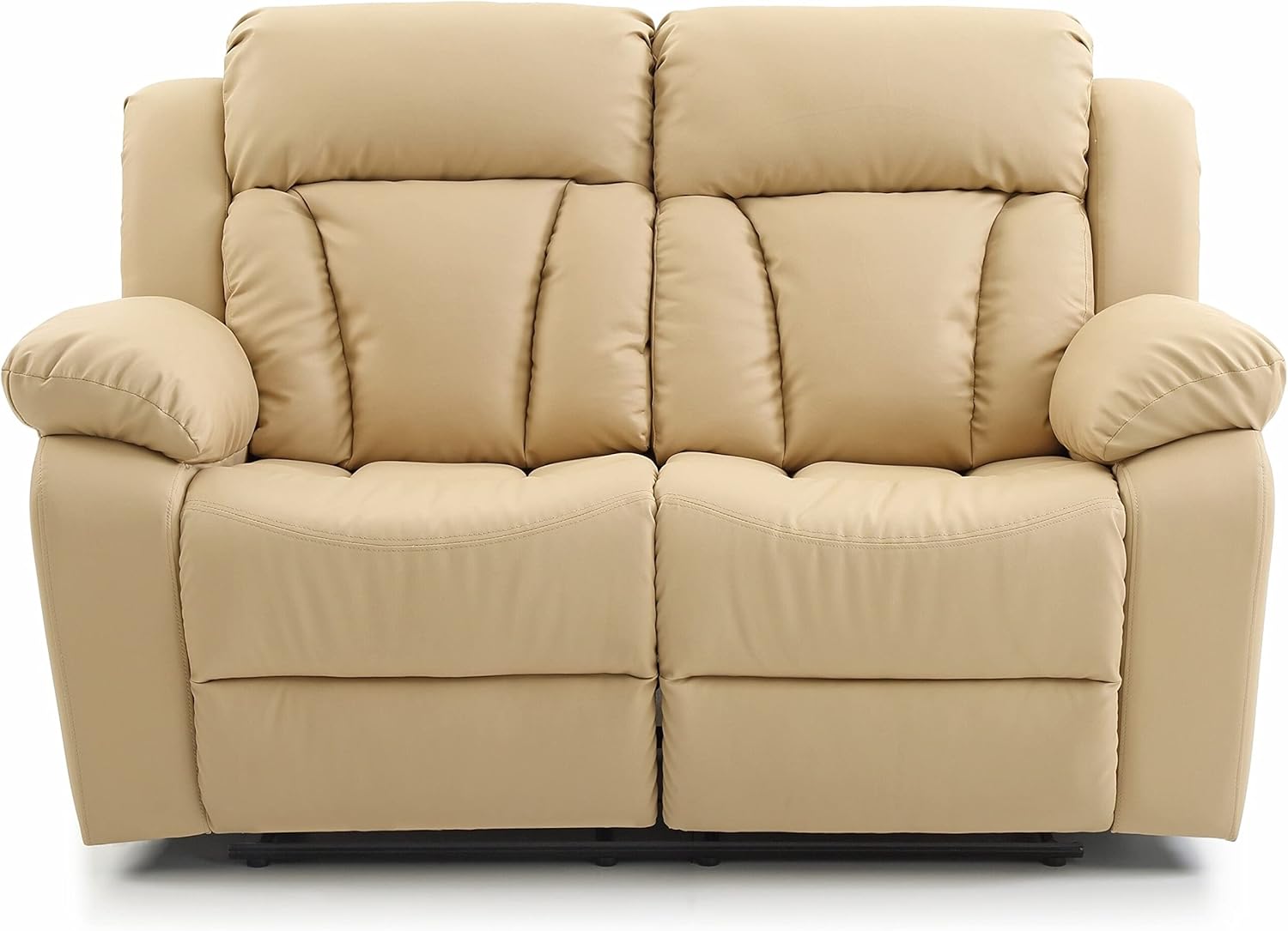 Beige Reclining Loveseat Solid Modern Contemporary Leather