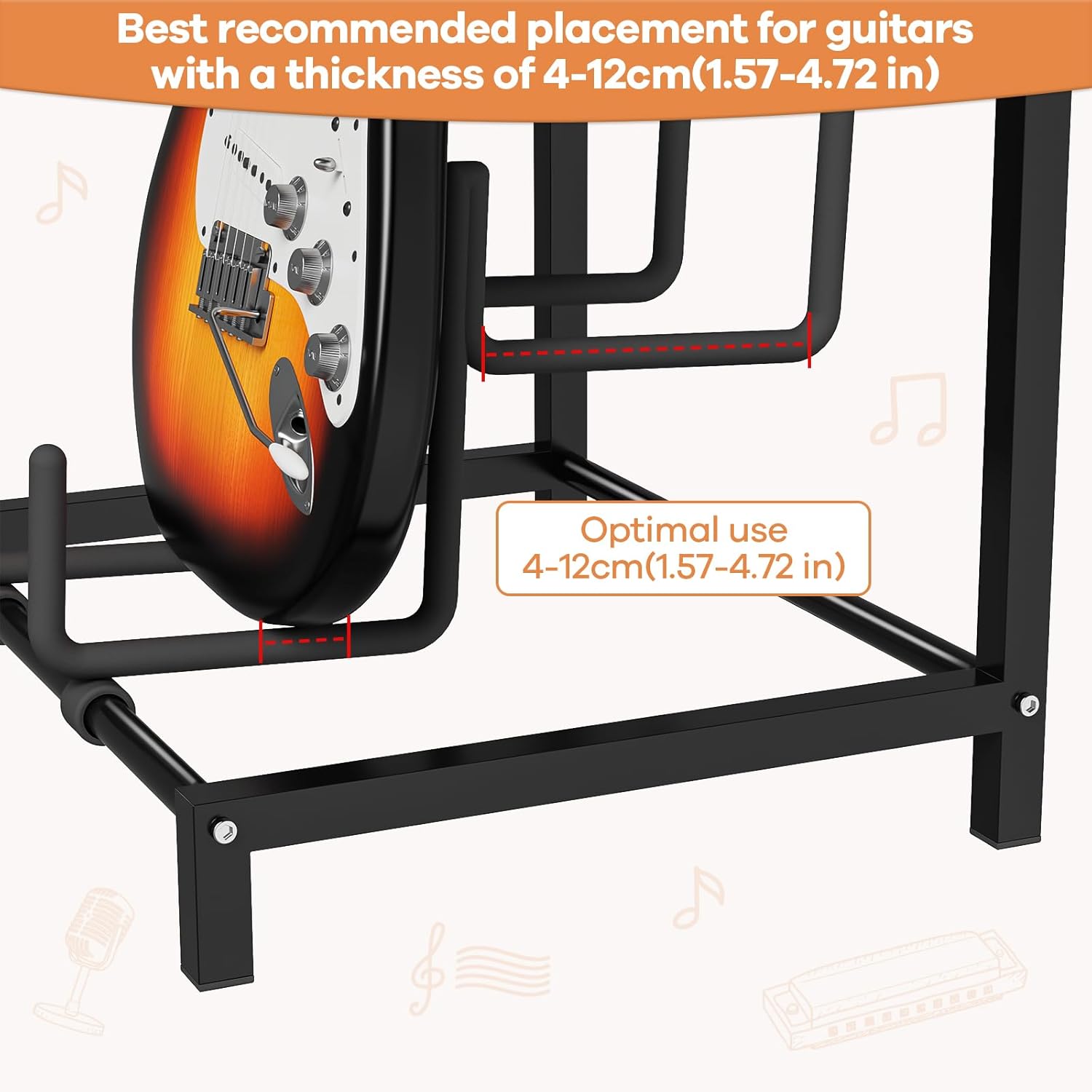 Guitar Stand, Double Guitar Stand Floor Stand with Soft Foam Arms, Adjustable for Acoustic, Bass & Electric Guitars, Easy to Assemble for School Music Program, Concerts
