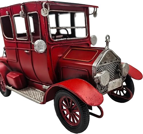 Miniatura 3 de Berfutall - Modelo de auto clásico rojo clásico de hierro de 10 pulgadas, decoración de vehículo coleccionable, decoración navideña de autos