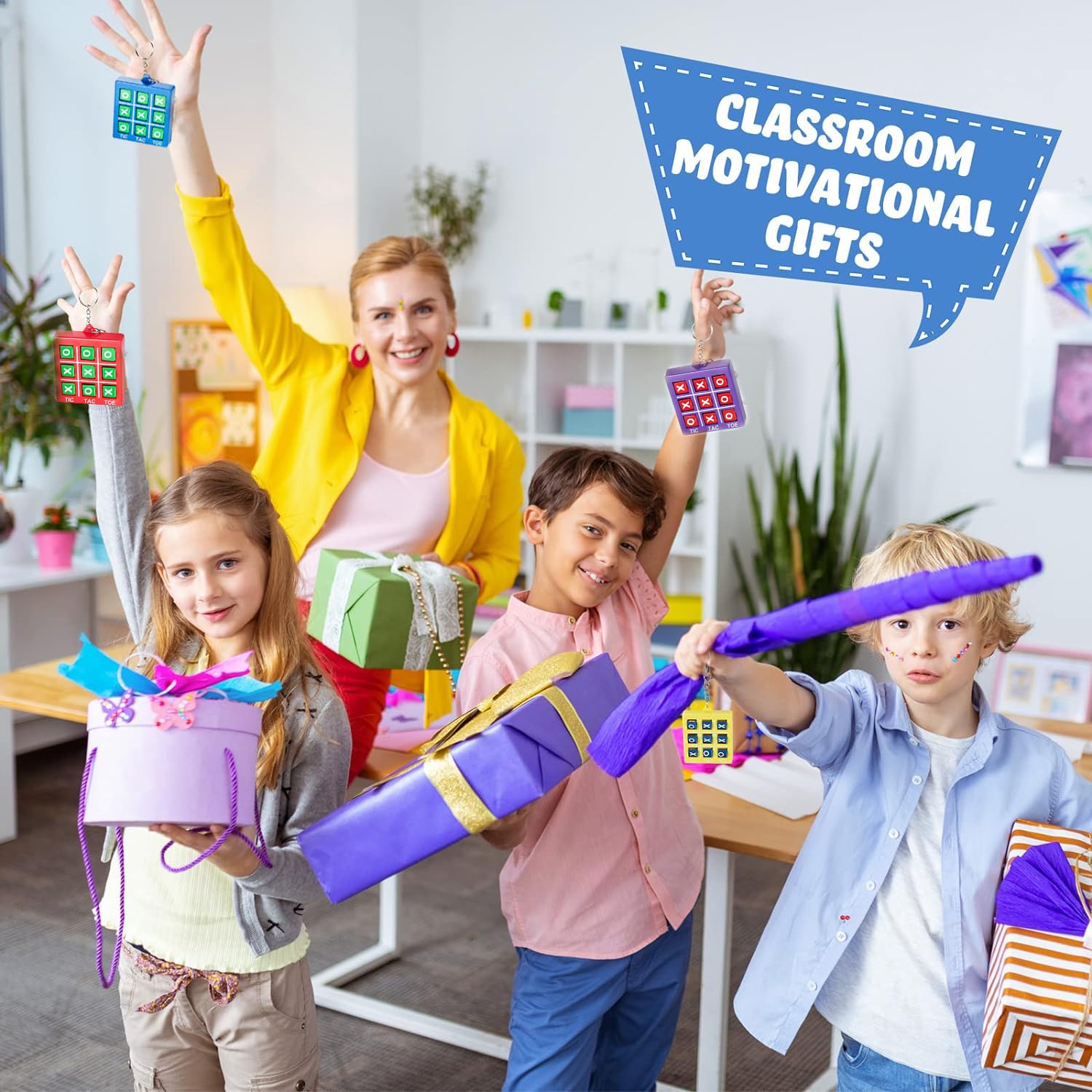 Zikenis 16 Stück Tic Tac Toe Schlüsselanhänger - Lustige Mini-Spiele Für Kinder 8-12 Jahre