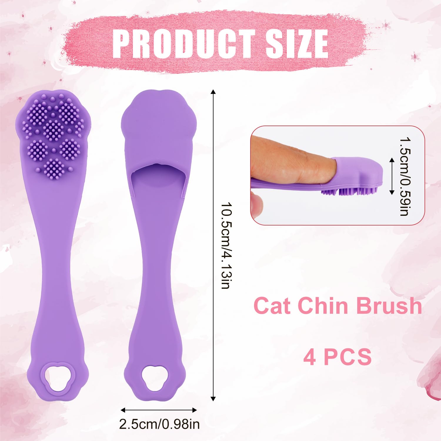 Gosknor 4pcs Cat Chin Brushes, Silicone Dog & Cat Cleaner Finger Toothbrush Manual Facial Cleansing Brush Scrubber for Pets Chin Cleaning Dental Care