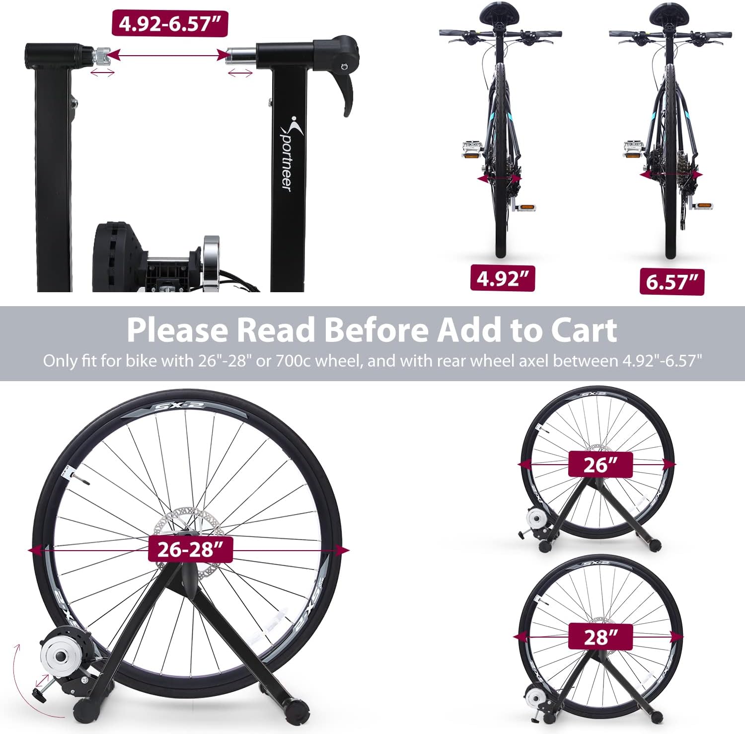 Sportneer Bike Trainer:Bike Trainer for Indoor Riding with Quick Release Lever Front Wheel Riser Block Sportneer Bike Trainer:Bike Trainer for Indoor Riding with Quick Release Lever Front Wheel Riser Block