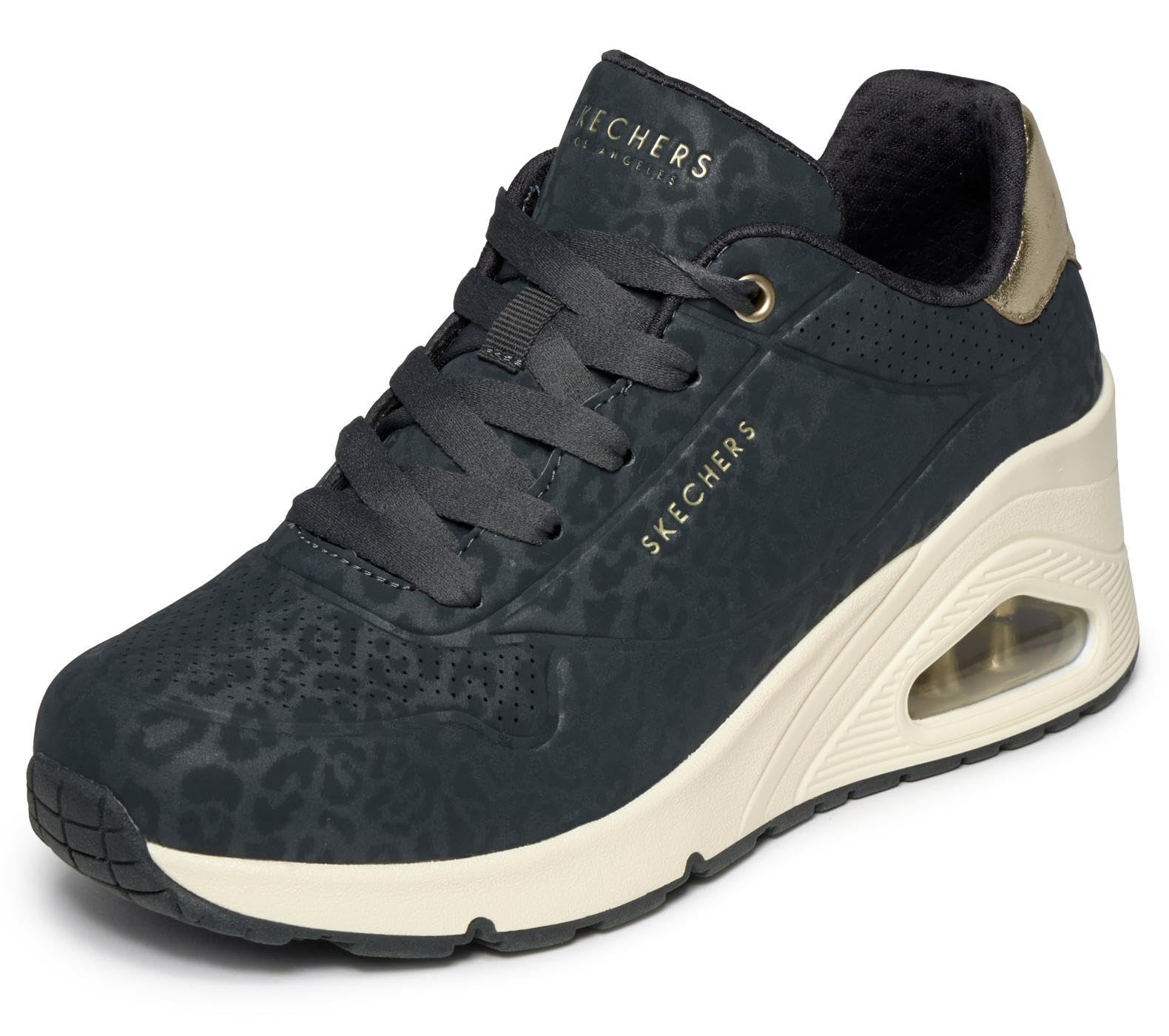 Skechers Women's Uno Wedge Safari Daze Trainers, Black, 5 UK