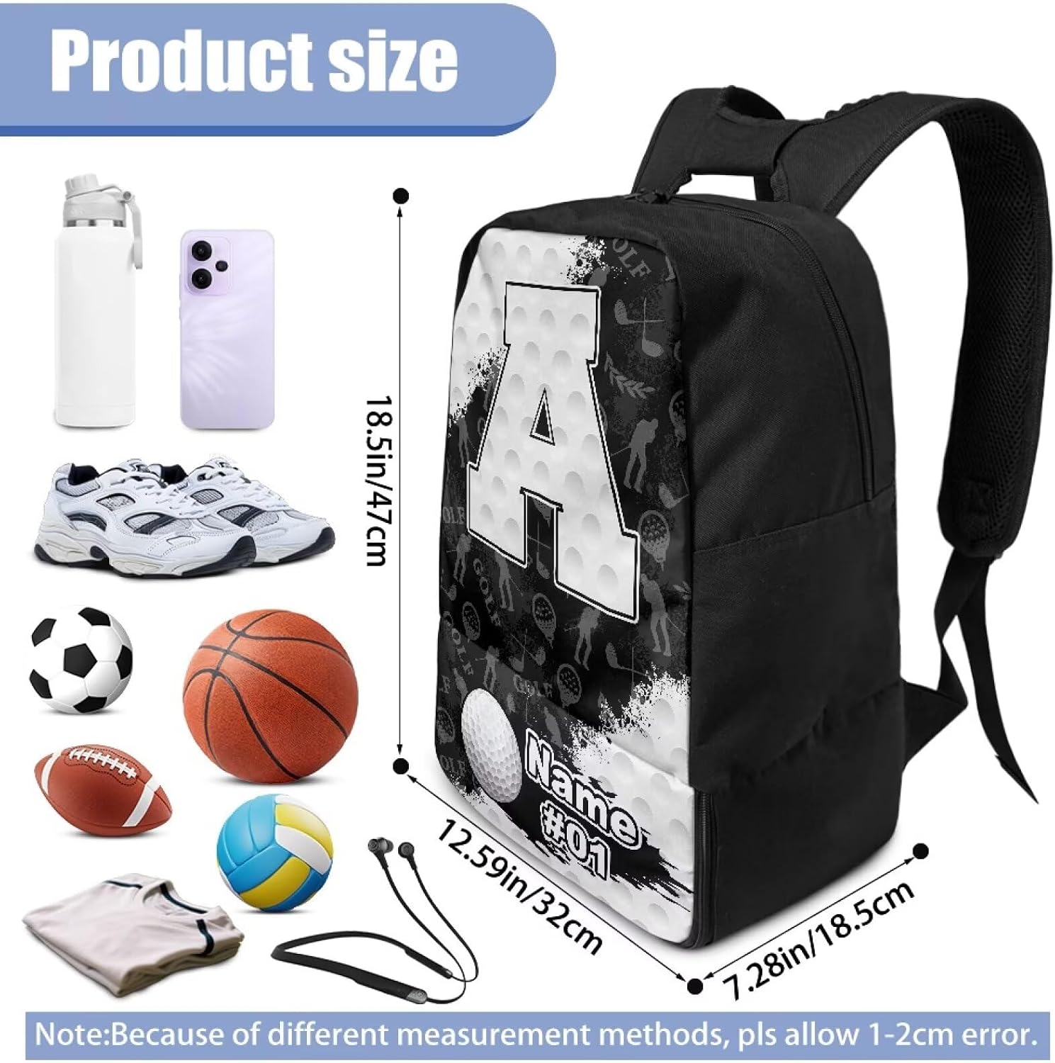 Personalized Backpack for Boys Custom Name Ball Bag with Shoe Compartment Lightweight Sports Gym Equipment Bag
