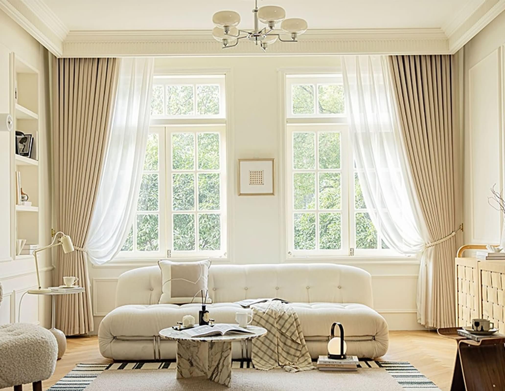 Vorhänge Verdunkelung mit Ösen 274 cm Lang, Blickdichte Gardinen Hell Beige Khaki Unifarbe Verdunkelungsvorhänge für Wohnzimmer Schlafzimmer Kinderzimmer 132x274 cm(B×H), 2er Set