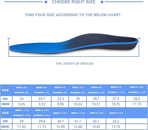 Miniatura 5 de Plantar Fasciitis Insoles Arch Supports for Men and Women Shoe Inserts Orthotics - Athletic Shoe Insoles for Flat Feet Arch Heel Pain High Arch