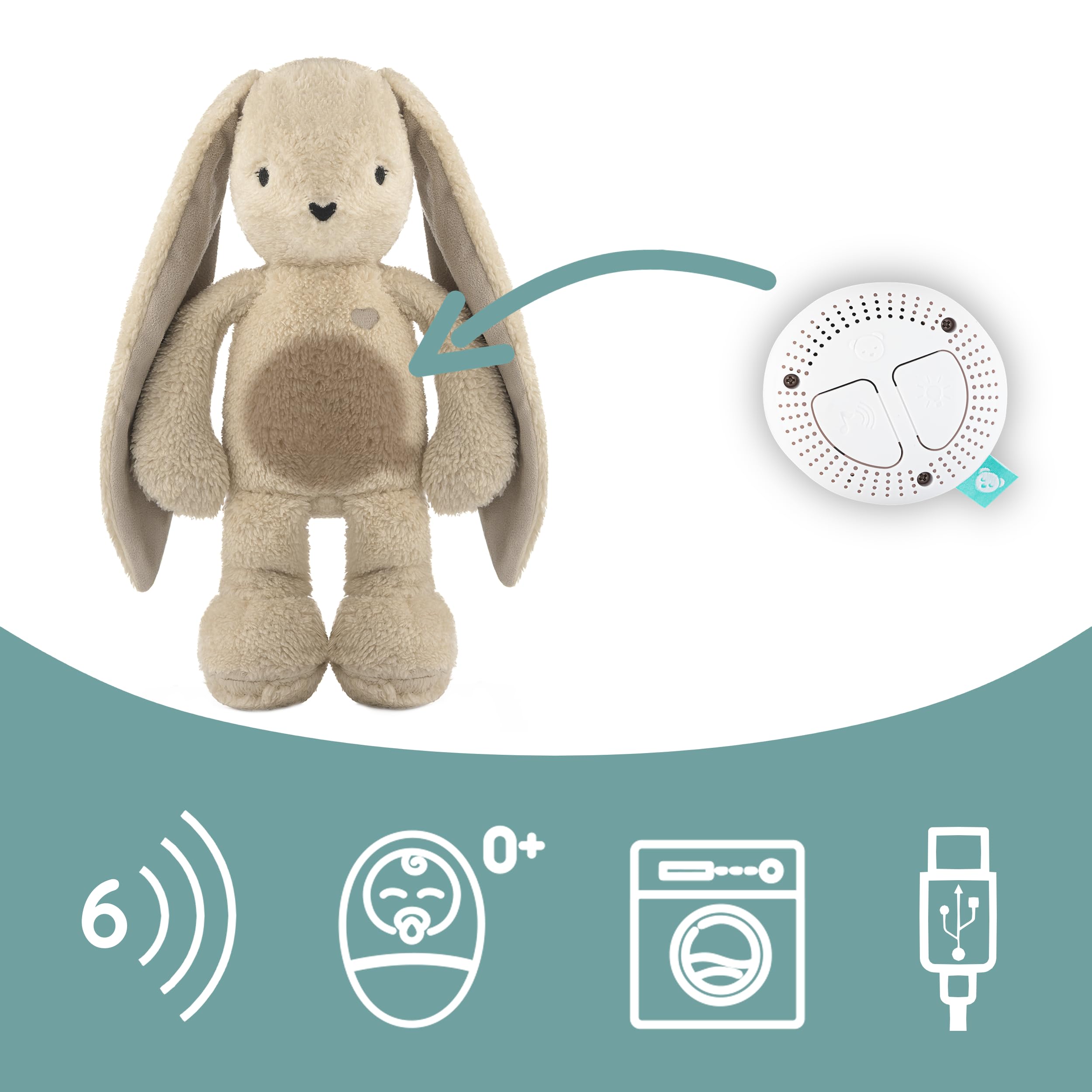 myHummy Ours endormi Bunny beige Duo avec application – Musique & aide au sommeil