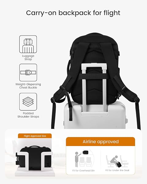 LOVEVOOK 40L Travel Backpack for Women, Airline Approved Carry On Backpack with 2 Packing Cubes, Waterproof Personal Item Bag Fits 17" Laptop, TSA Traveling Essentials Weekender Overnight Backpack - 4
