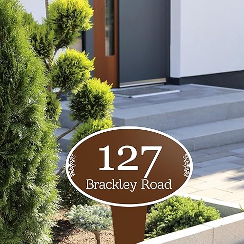 Miniatura 7 de Letrero personalizado de dirección de casa para patio, placa de dirección personalizada de metal para jardín al aire libre, estilo cuadrado, color