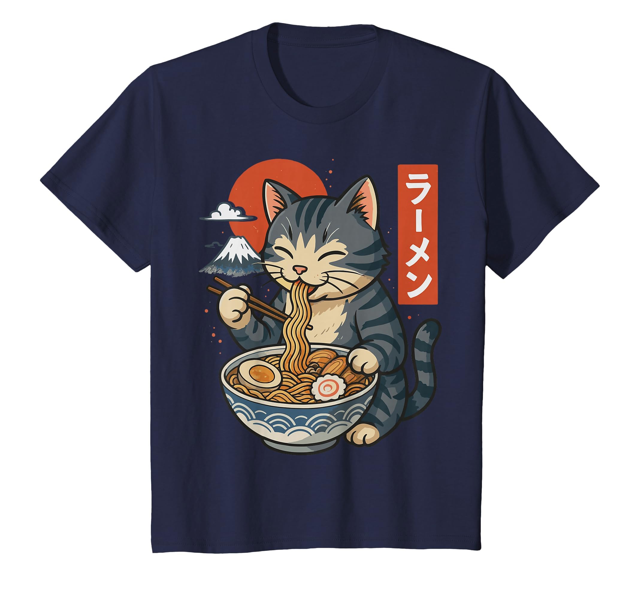 Anime Cat Eating Ramen Retro Kawaii Ramen Cat T-Shirt