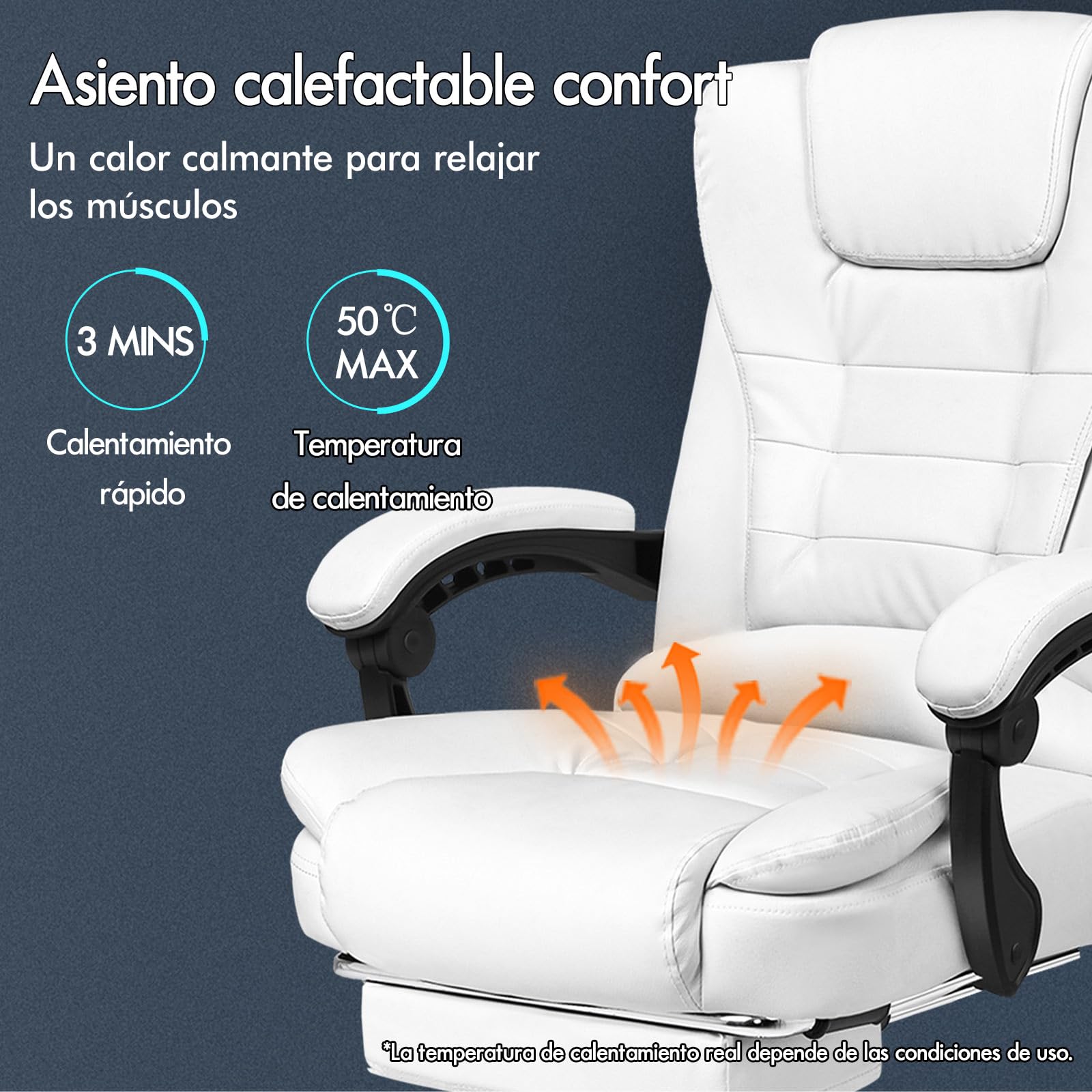 ALFORDSON Silla de Oficina Ejecutiva, Silla de Oficina de Masaje con Respaldo de Palanca, Silla de Escritorio Ergonómica con Gran Acolchado, Sillón, Silla Giratoria, Cuero PU, Blanco