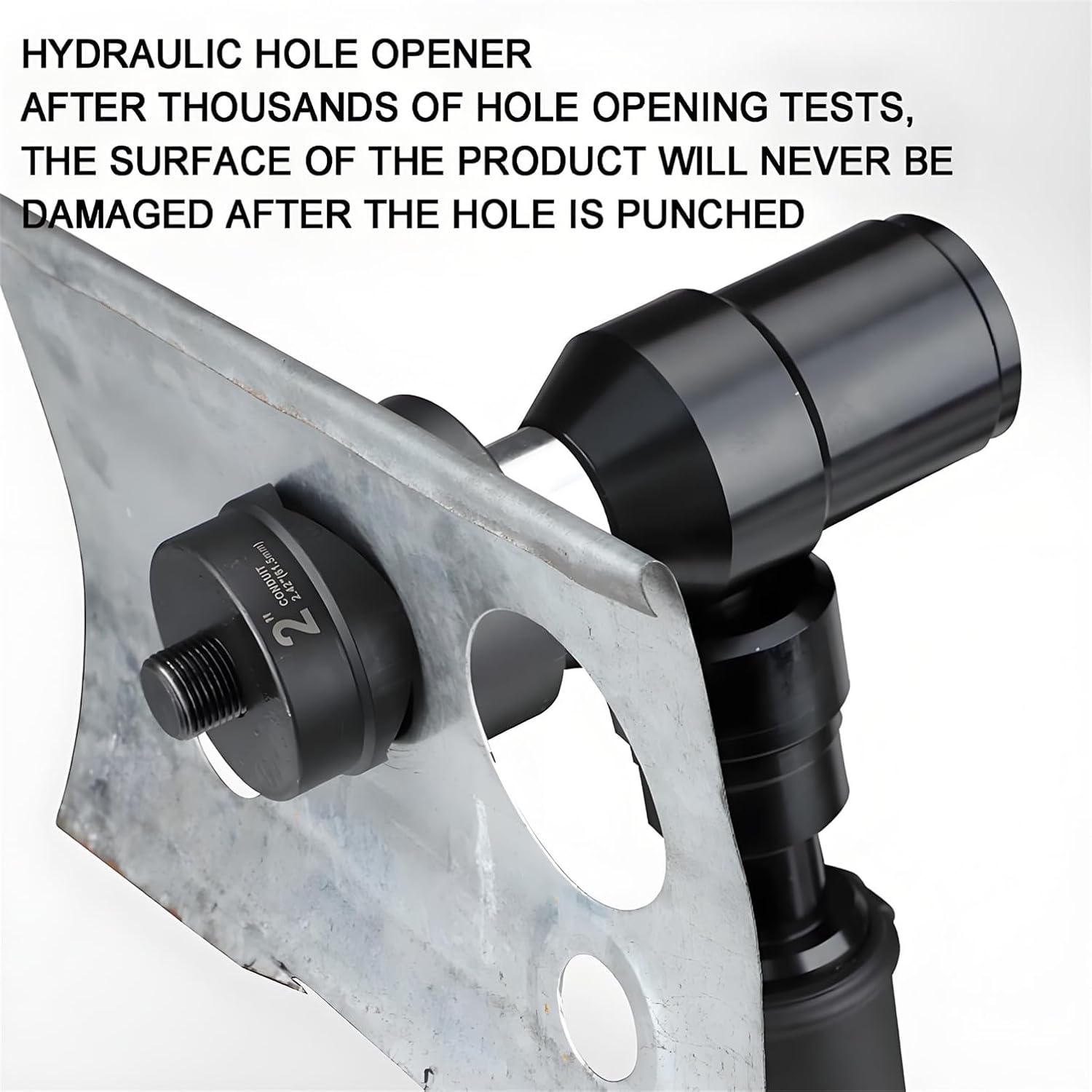 22mm Stroke Hydraulic Punch Tool, Automatic Pressure Relief with 6 Dies (Φ22-60mm) & 21V 2x2500mAh Battery, Cordless Metal Hole Punch for Q235 Steel