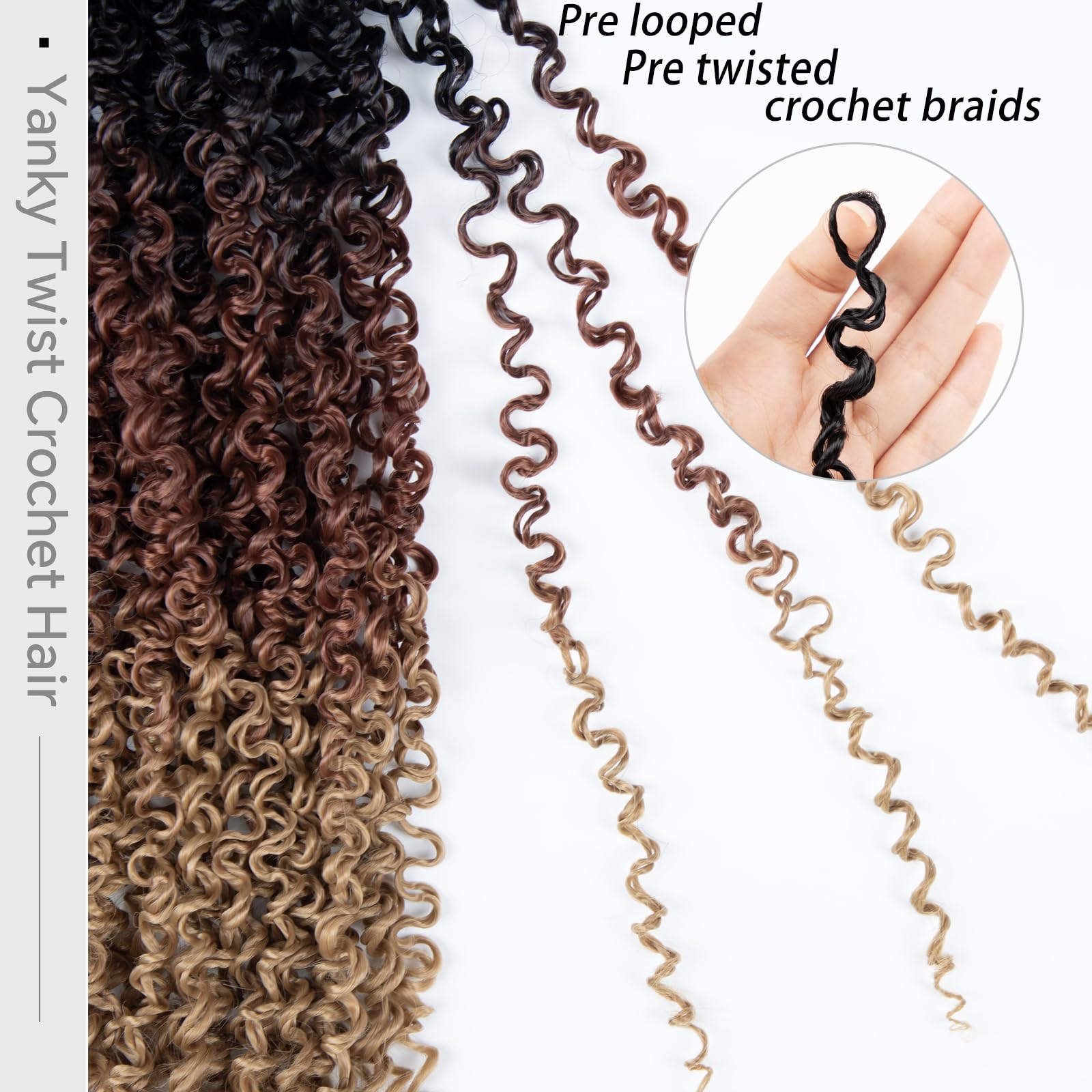 210 Strands Yanky Twist Crochet Hair Pre Looped Pre-twisted Fluffy Curly  Braiding Hair Packs Crochet Hair Yanky Twist Braids Bohemian Crochet  Braids - Main Image