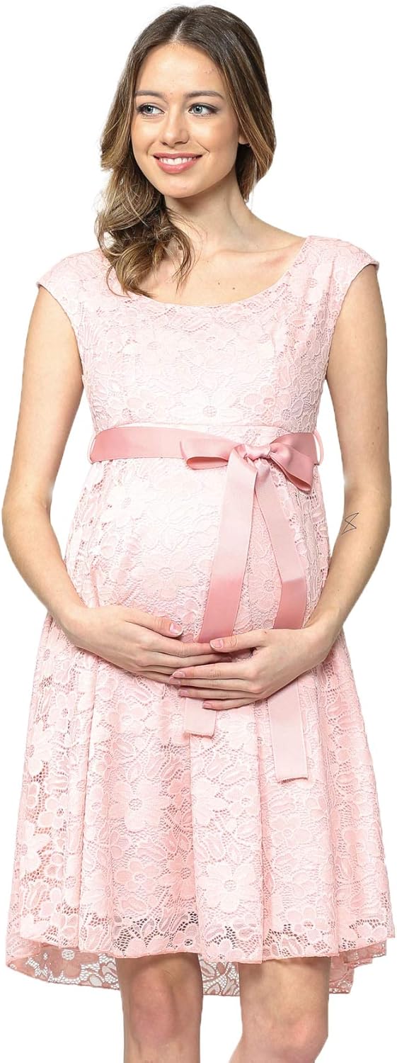 HELLO MIZ Maternity Floral Lace Baby Shower Party Cocktail Dress with Ribbon Waist at  Women’s Clothing store
