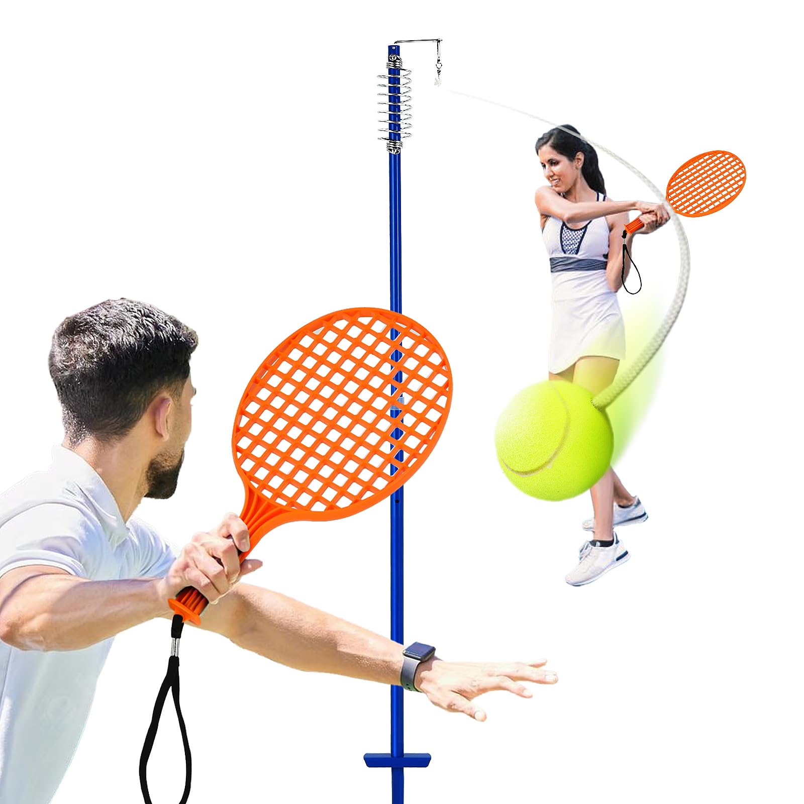 GOPLUS Circletennis, zestaw Twist Ball ze stojakiem z regulacją wysokości, piłka tenisowa i 2 rakiety, gra swingowa do ogrodu, parku, na plażę i łąkę, przenośna zabawka do spędzania wolnego czasu