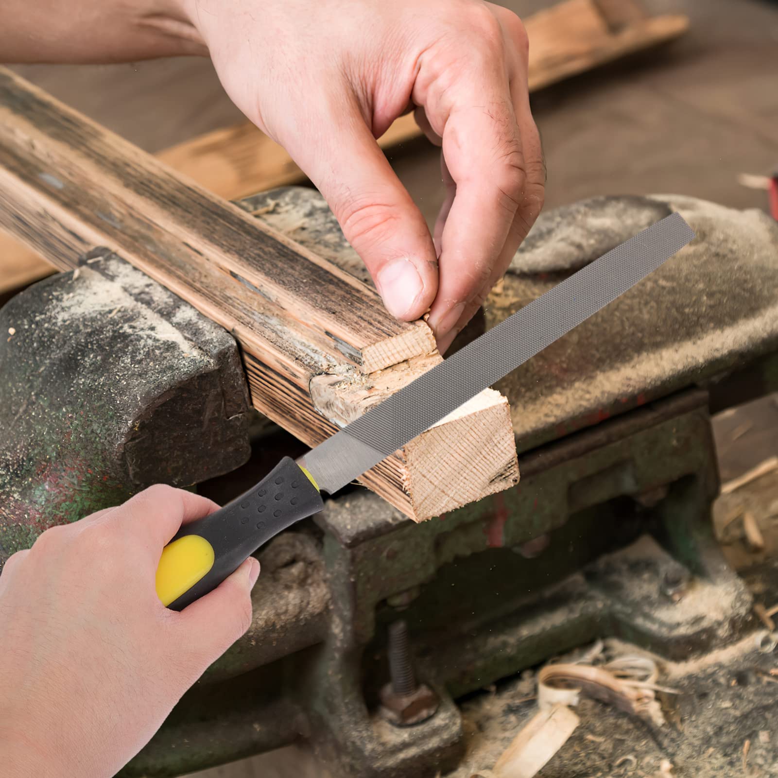 SEWACC 8in Metal File Sharpening Hand File with for Woodworking Machinist Random Color