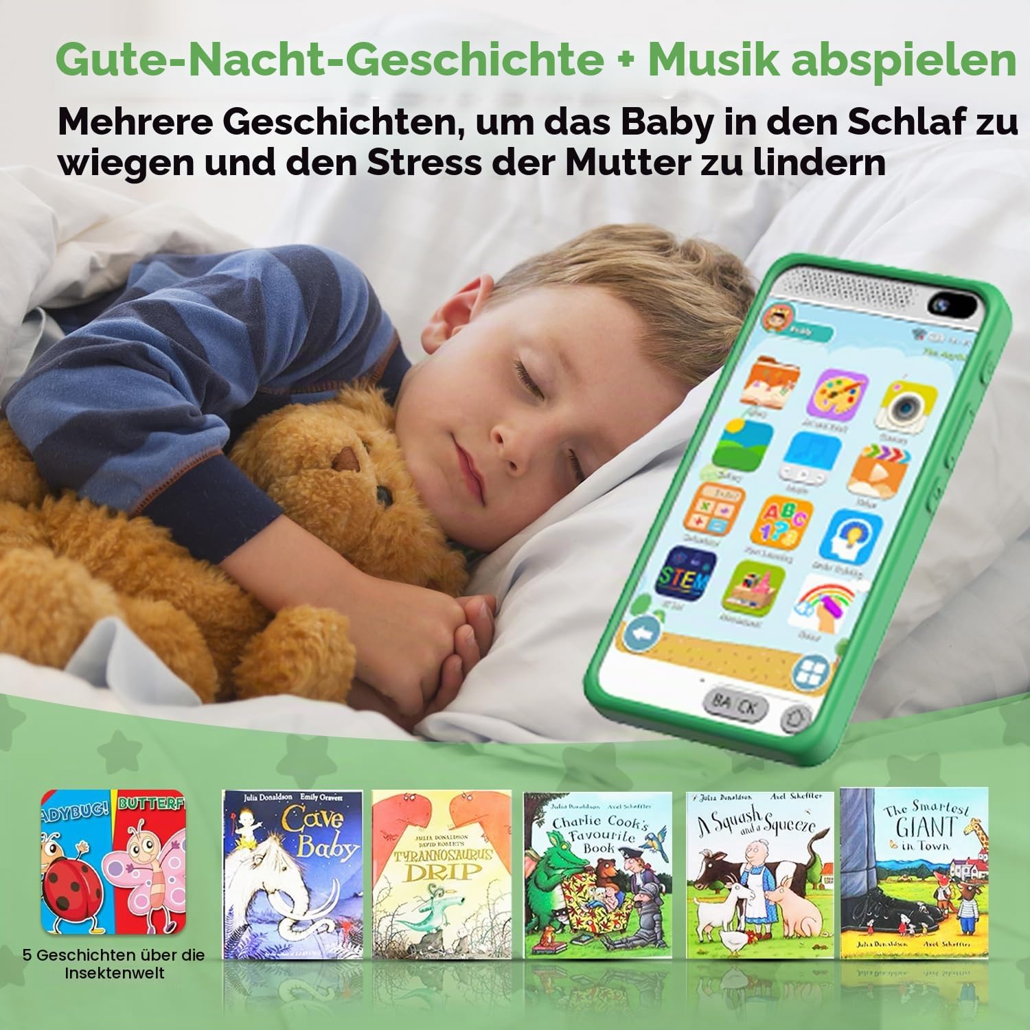Kinder Handy Smartphone mit 1080P HD Dual Kamera aufnehmbar Video, 3.97" Zoll Touchscreen Digitalkamera für 3–12, Kinder Smart Phone Kinderhandy für Geburtstagsgeschenk (Grün)