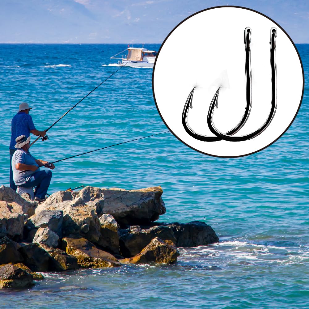 500 Pezzi Ami da Pesca, Ami da Pesca in Acciaio al Carbonio con Scatola di Plastica, 10 Dimensioni Amo Pesca Spinato Ganci a Occhiello Adatto per la Pesca in Lago, in Fiume, in Mare