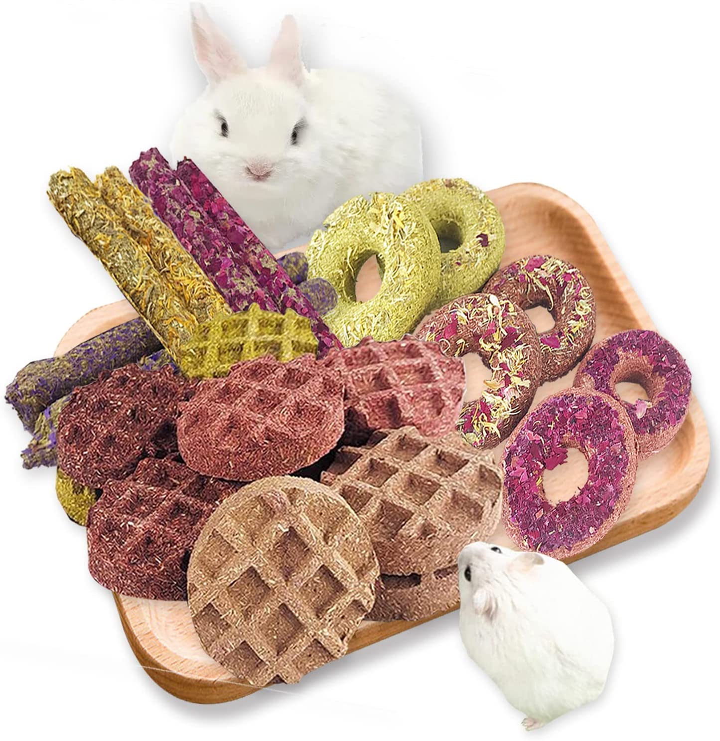 Kaninchen-Kauspielzeug, 20 Stück, verschiedene Geschmacksrichtungen, Meerschweinchen-Spielzeug und Meerschweinchen-Spielzeug für Kaninchen, hilft Nagetierzahnpflege, fördert die