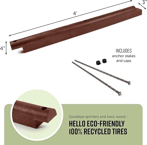 Miniatura 3 de Playsafer Borde de goma flexible entrelazado de 4 pies para parques infantiles (paquete de 15, terracota)