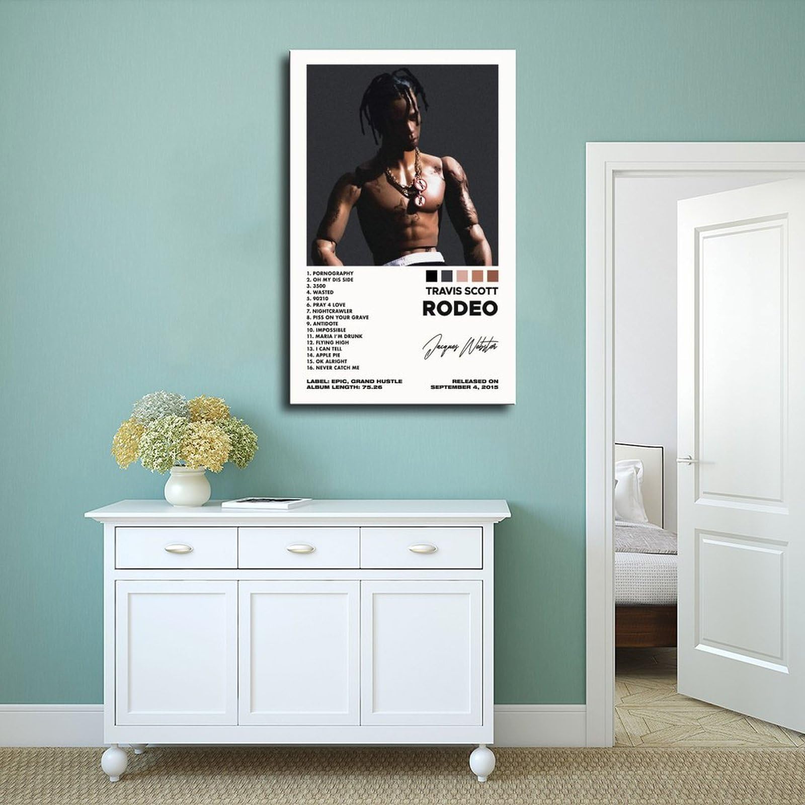Poster Rodeo - Poster su tela, motivo: Travis Scott Limited, decorazione per camera da letto, ufficio, camera da letto, regalo, senza cornice, 30 x 45 cm