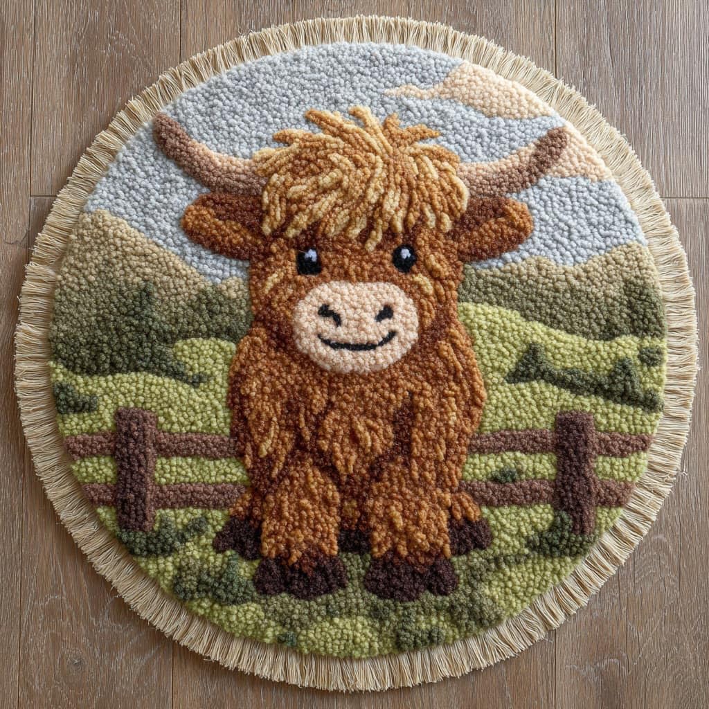 AMBATTERY Rug Making Kit for Adults,Latch Hook Rug Kit,Highland Cattle