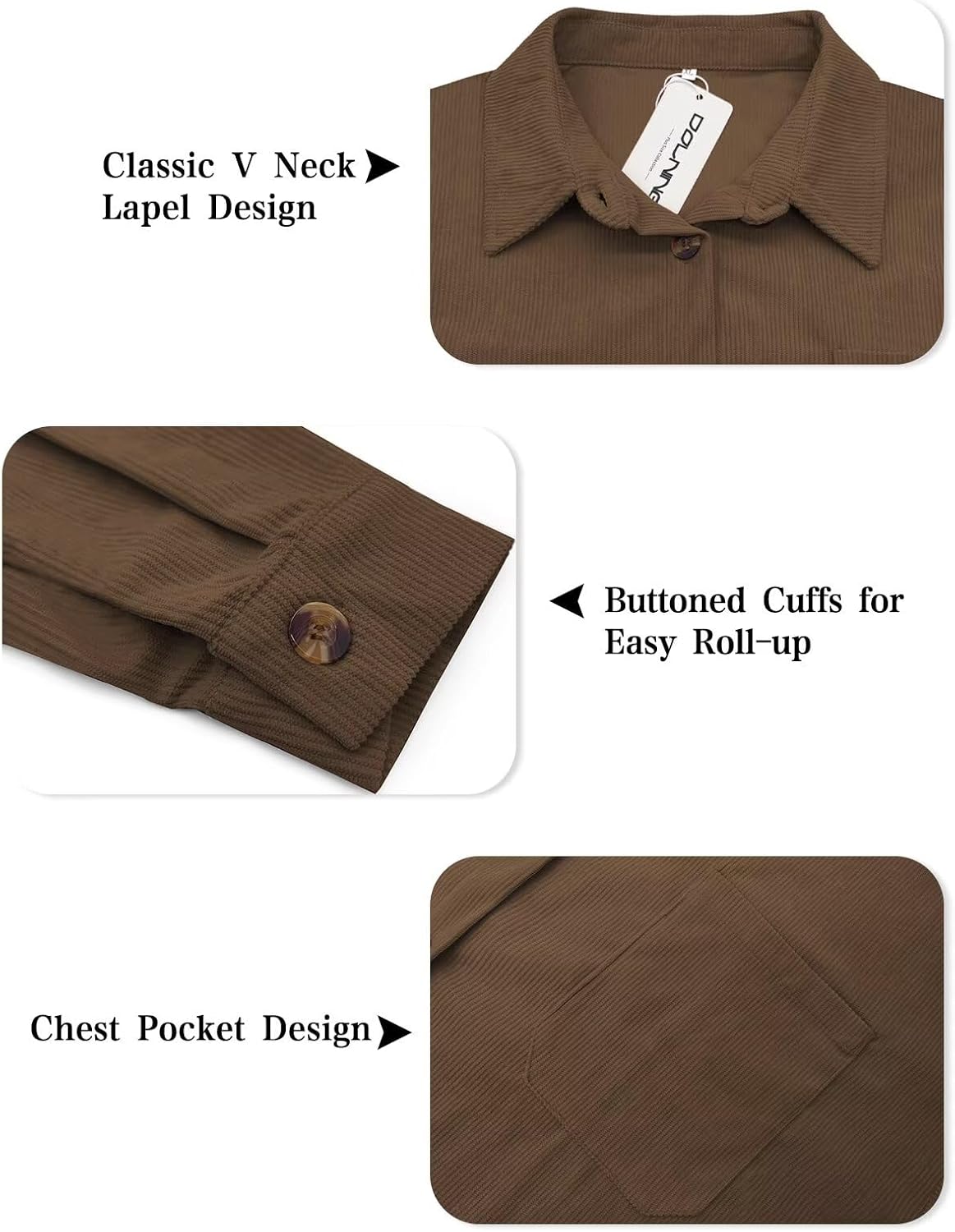 Plus Size Shackets for Women Fashion Fall Outfits Corduroy Shirts with Pockets Casual Long Sleeve Button Down Blouse Tops - Image 5