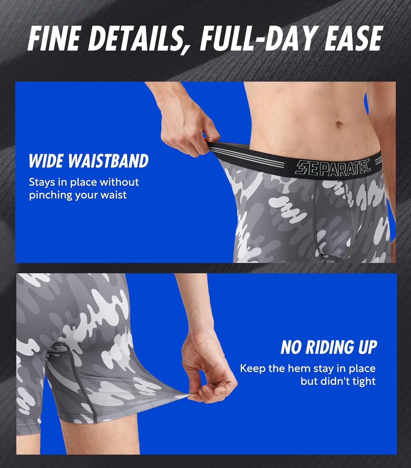 Separatec Dual Pouch Underwear for Men Moisture Wicking Men's Boxer Briefs with Ball Pouch, Printed Underwear 3 or 5 Pack - Image 6