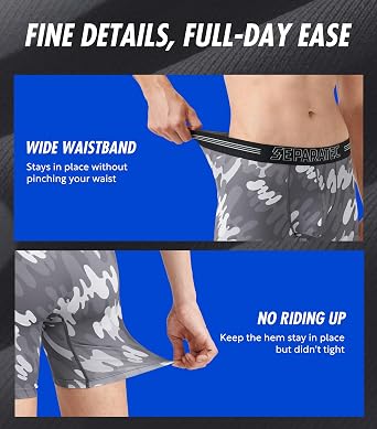 Separatec Dual Pouch Underwear for Men Moisture Wicking Men's Boxer Briefs with Ball Pouch, Printed Underwear 3 or 5 Pack