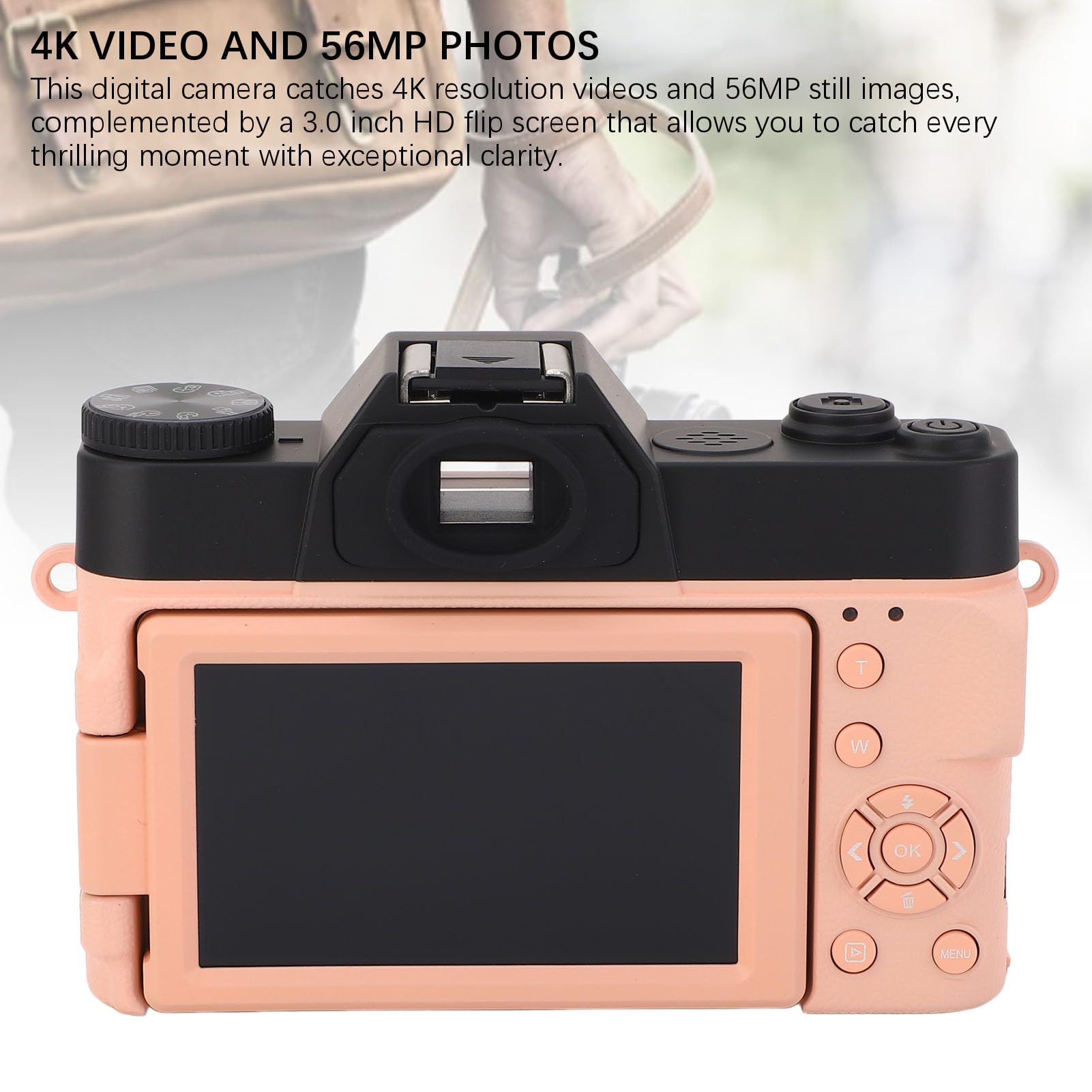 Amazon | 4Kデジタルカメラ56MP、コンパクトデジタルカメラ、16倍