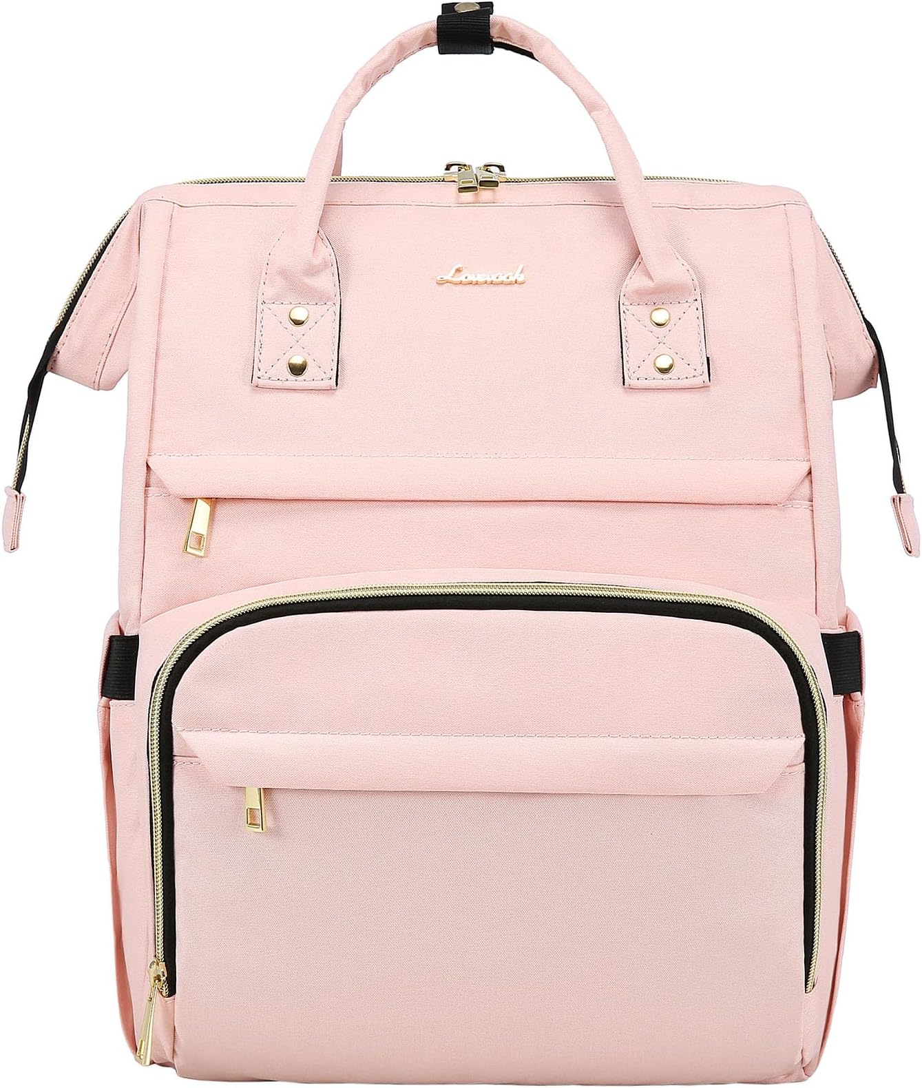 LOVEVOOK Laptop Backpack for Women,15.6 Inch Professional Womens Travel Backpack Purse Computer Laptop Bag Nurse Teacher Backpack,Waterproof College Work Bags Carry on Back Pack with USB Port, Pink