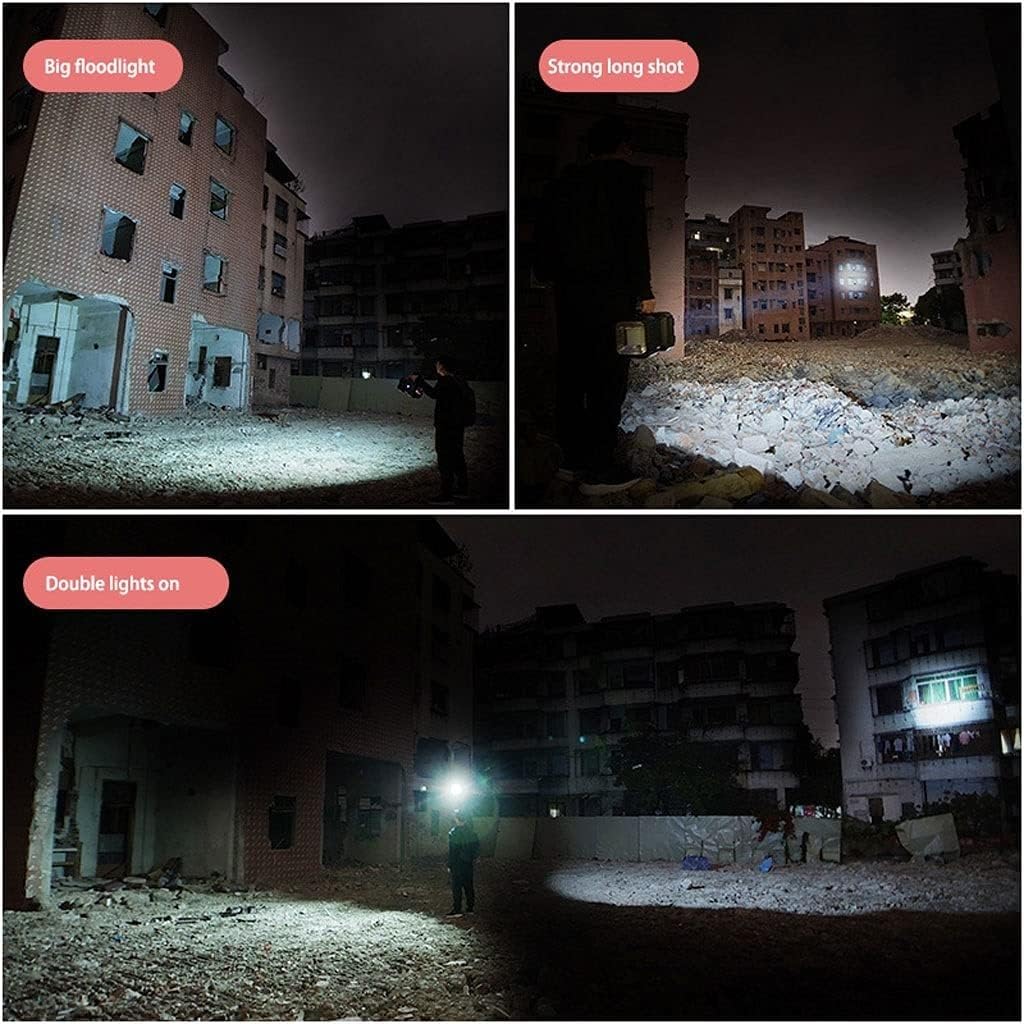 JFYWRT Luce di Emergenza Display di Potenza Faro Portatile Design a Doppia Testa Illuminazione da Campeggio Esterna Luce abbagliante Luce da Lavoro Luci da Campeggio
