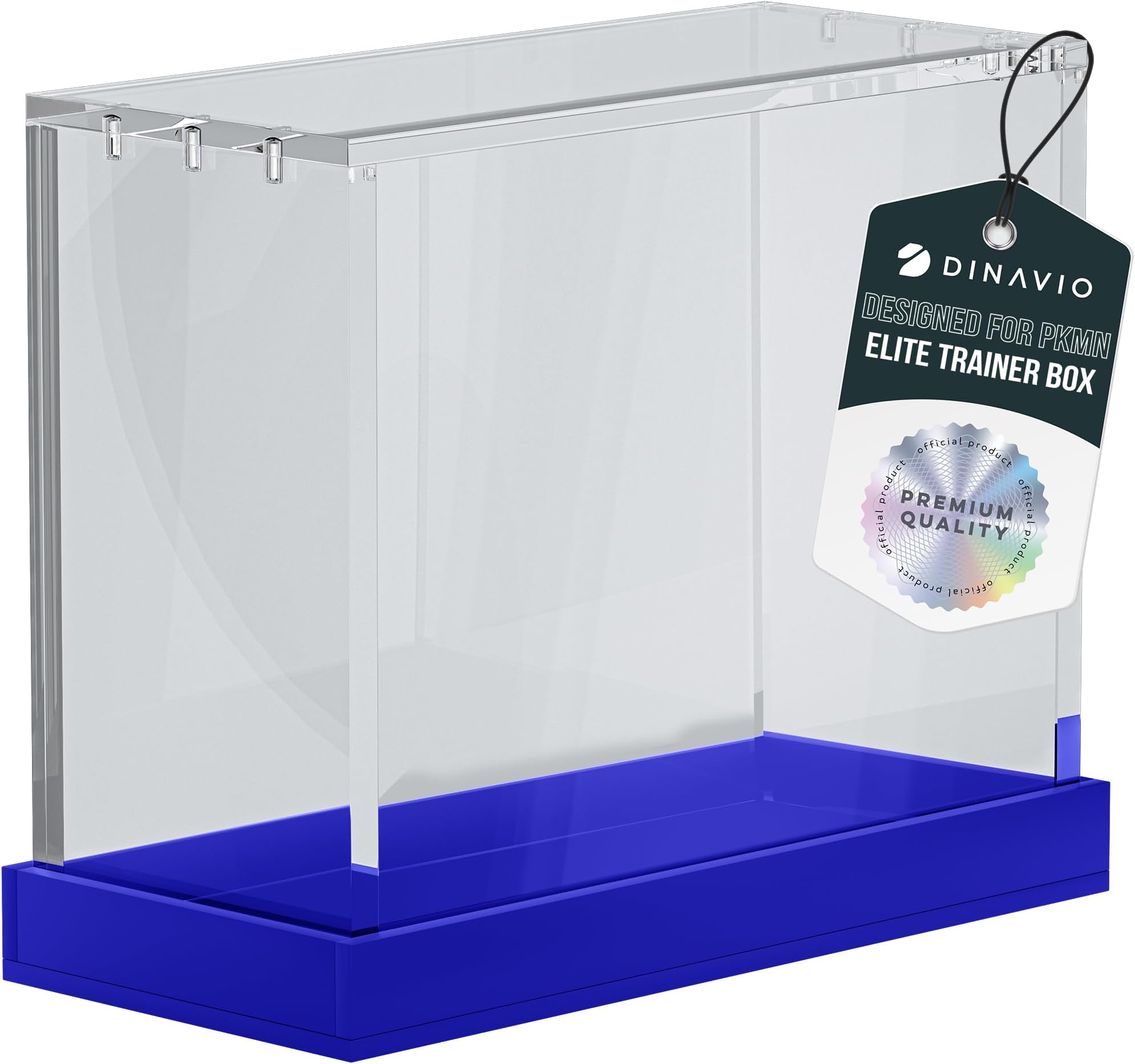 Dinavio Crafthouse Elite Trainer Box Acrylic Case - ETB Protector Case - Elite Trainer Box Protector - 8mm + 5mm Acrylic 5x3mm Magnets - Compatible with PKMN ETB Boxes (Blue Base)