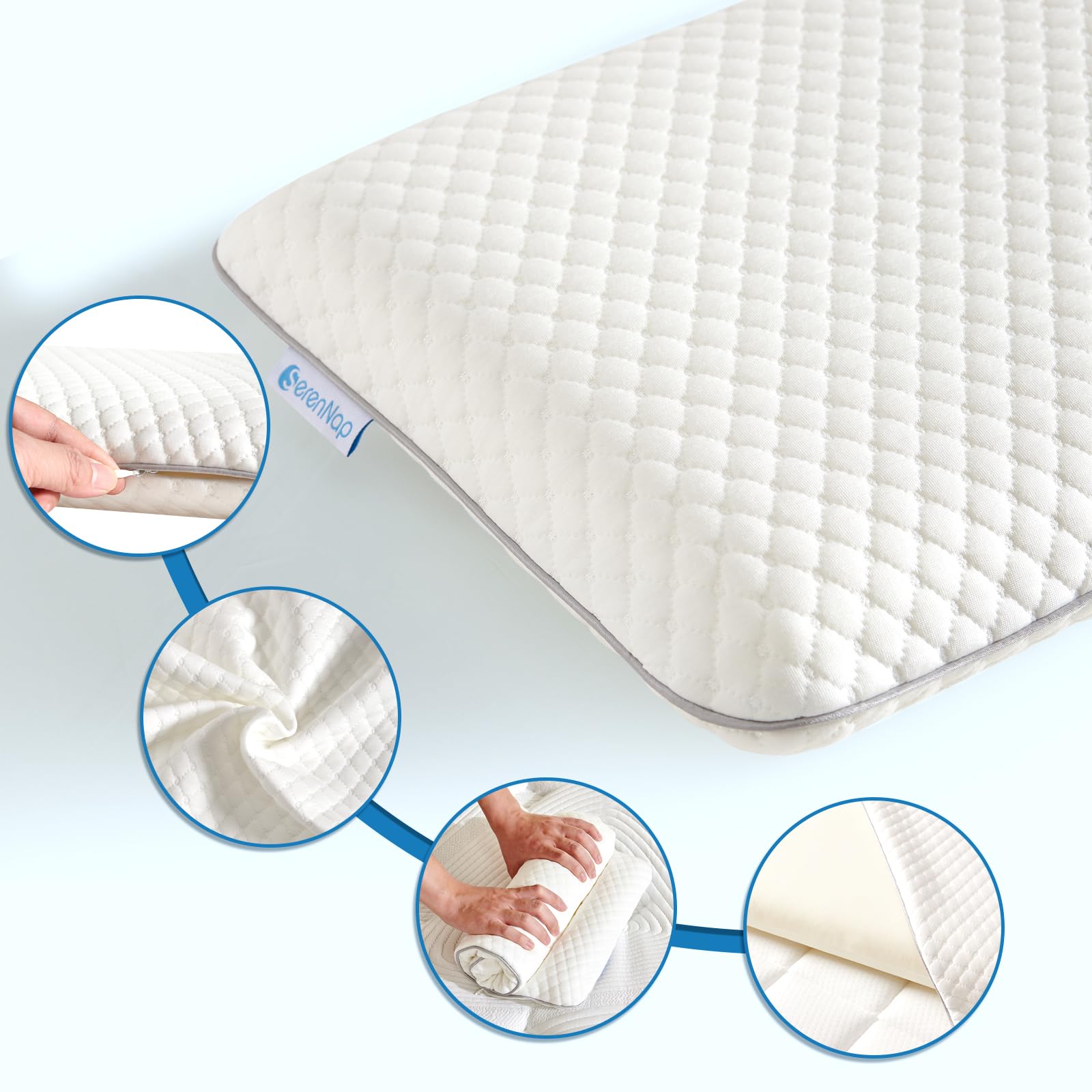 Cuscino ergonomico in memory foam per bambini 3-10 anni con rivestimento in cotone traspirante