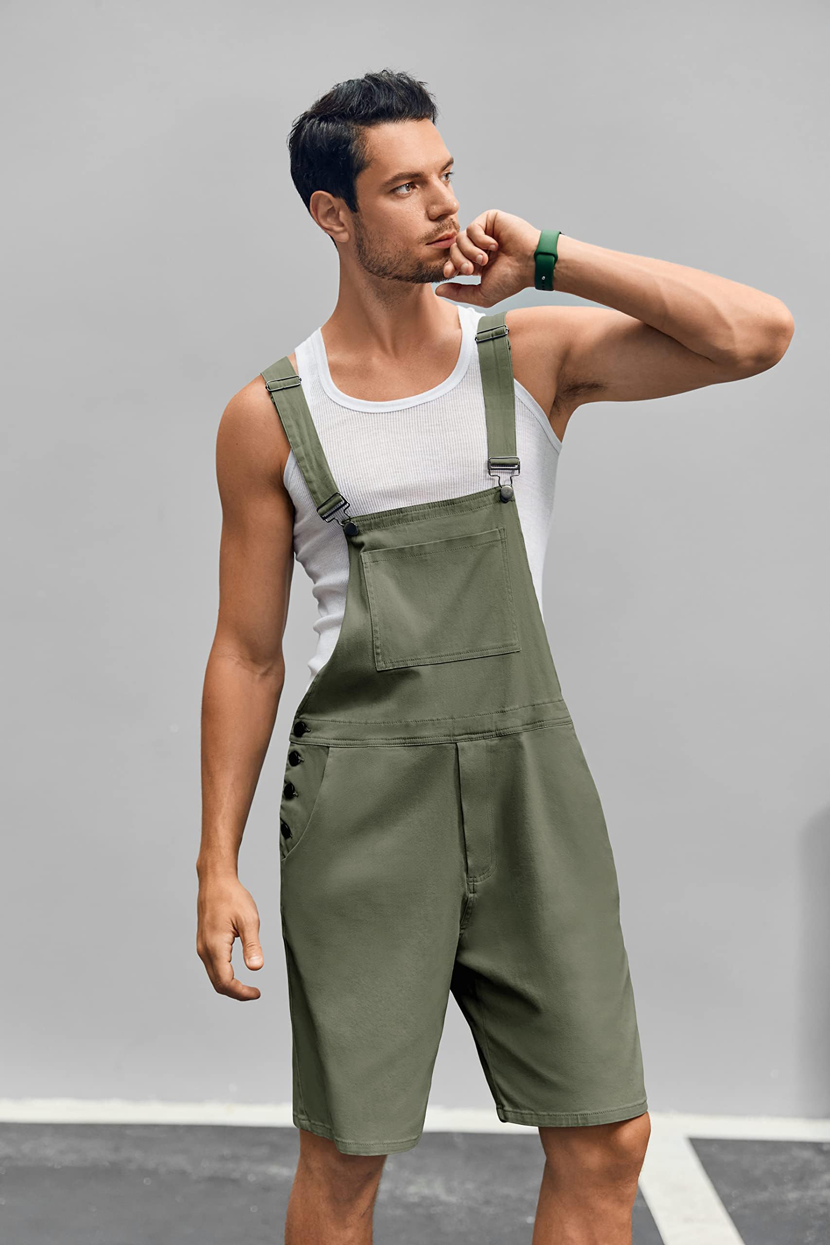 Runcati Mono vaquero para hombre, de algodón, con bolsillos, corte holgado, para hombre