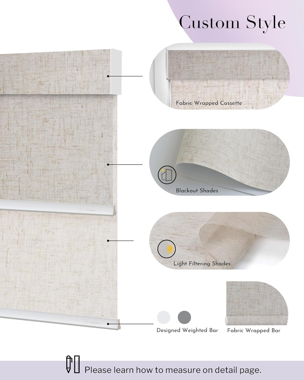 Graywind Motorized Dual Shades for Windows Smart Double Blinds Blackout and Sheer Motorized Blinds with Remote Alexa Google Control Day Night Shades, Custom Size (Blackout Linen Beige)