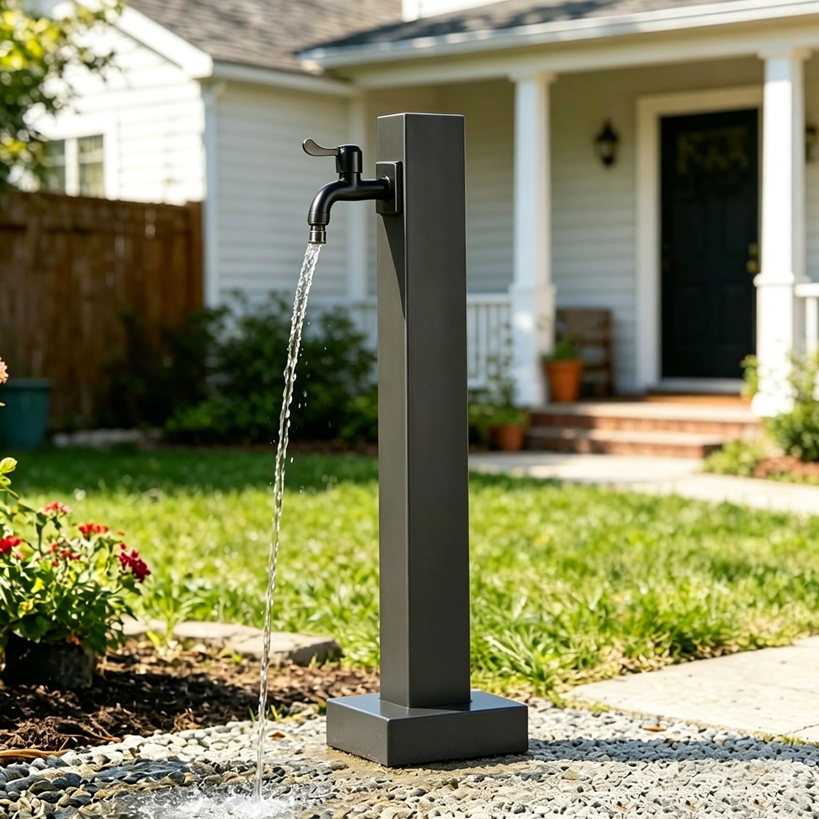 TYYCKJ Stainless Steel Garden Water Column,Outdoor Water Column with Faucet,Freestanding Decorative Yard Tap,Freestanding Tap for Garden Farm Backyard Irrigation Washing 60cm