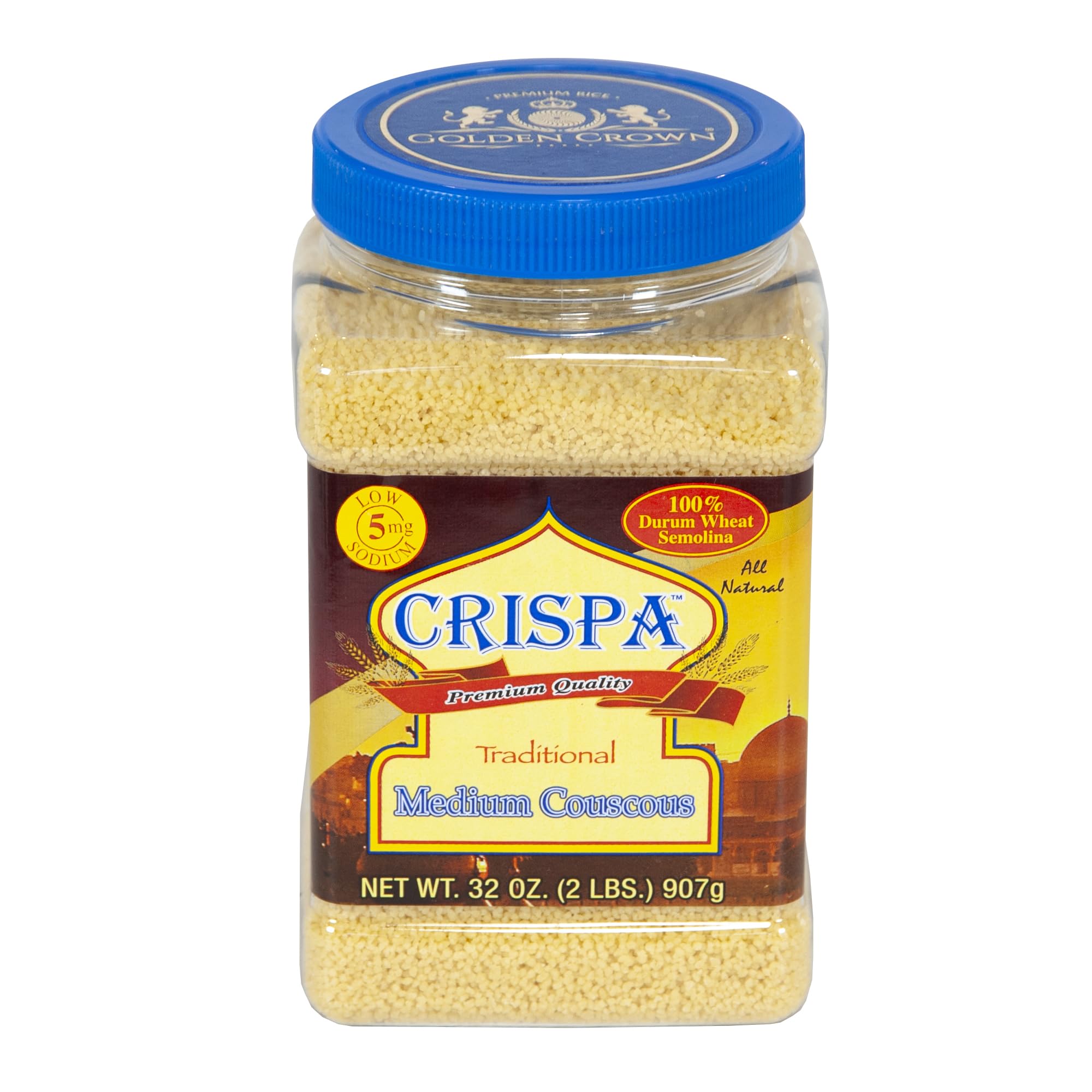 Crispa Couscous – Premium Traditional and Medium Nutritious Grain - 32 oz (2Lb), Ideal for Healthy Meals, Mediterranean Recipes, Vegan-Friendly, Pantry Staple
