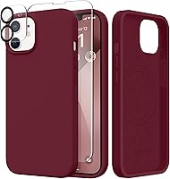 Vista 223 de GONEZ Funda de silicona para iPhone 14 Pro Max, compatible con MagSafe, con protector de pantalla + protector de lente de cámara, silicona líquida a