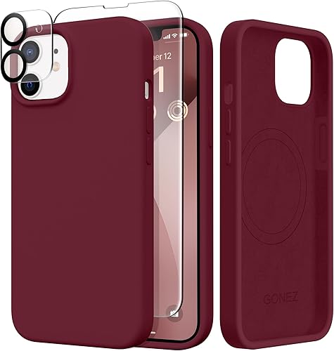 Miniatura 222 de GONEZ Funda de silicona para iPhone 14 Pro Max, compatible con MagSafe, con protector de pantalla + protector de lente de cámara, silicona líquida a