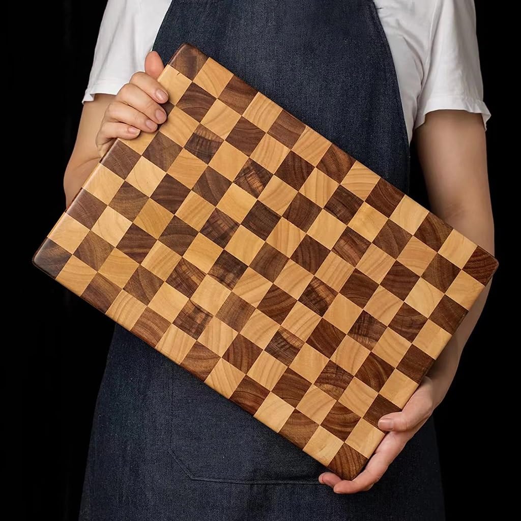 Planche À Découper En Bois, Planche À Découper En Bois Avec Motif En Damier, Planche À Fromage, Convient Pour Couper La Viande, Trancher, Planches De Service Pour Les Fruits(34 * 24 * 2.5cm)