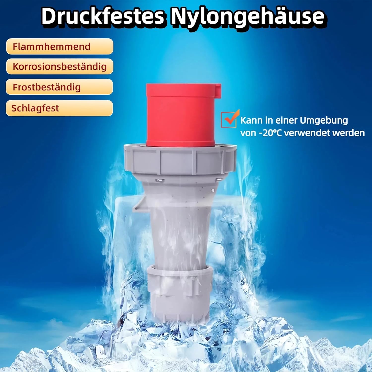 CEE Stecker 125A, 5 Poliger Stecker Wasserdicht IP67, CEE Kupplung Rot, 5-Polige Wasserdichte Stecker 125A, Industriestecker, Industrielle Luftfahrtstecker 5 Pole, Rote, 3P+N+E, 5P