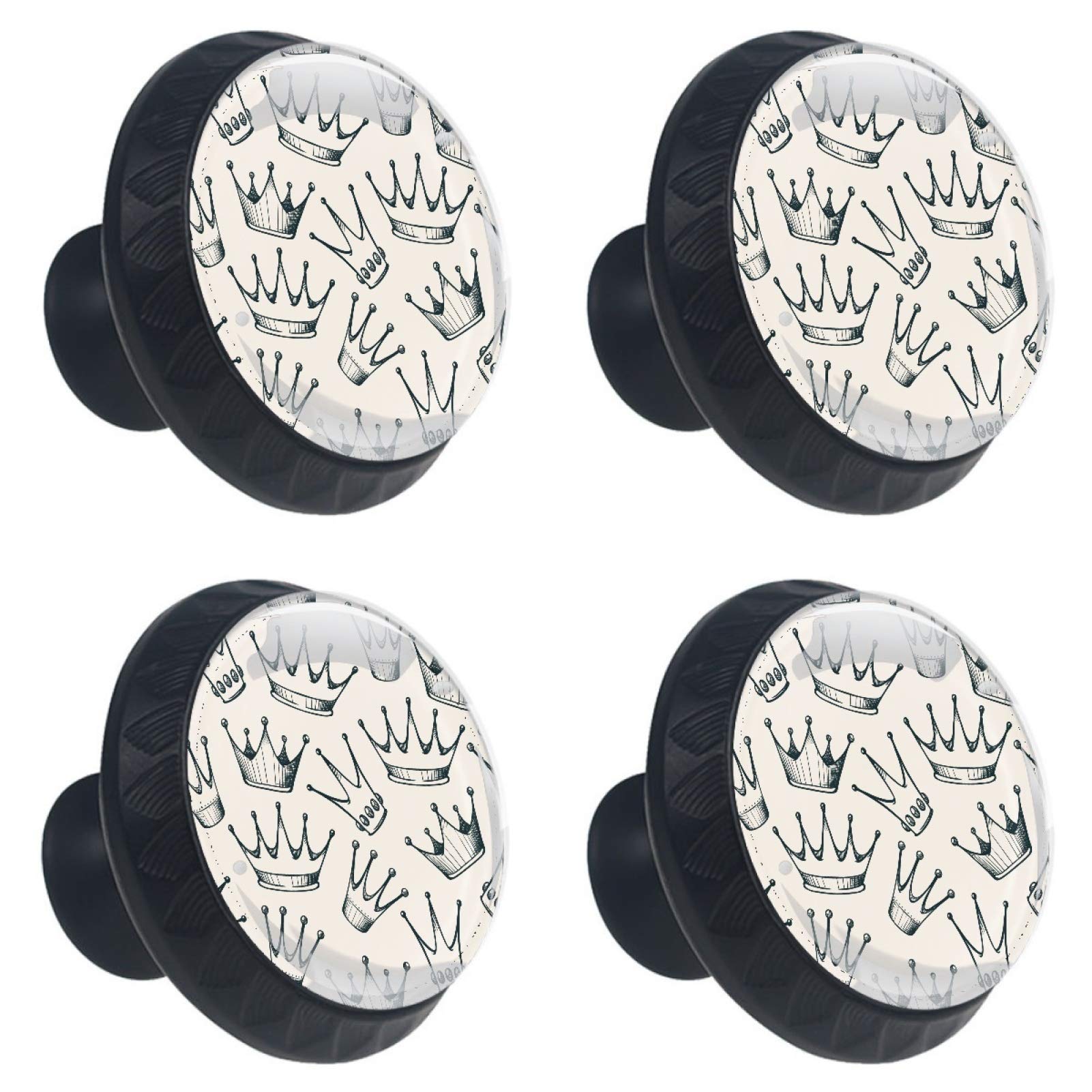Bouton rond en verre vintage de 30 mm avec couronne de princesse haut de gamme
